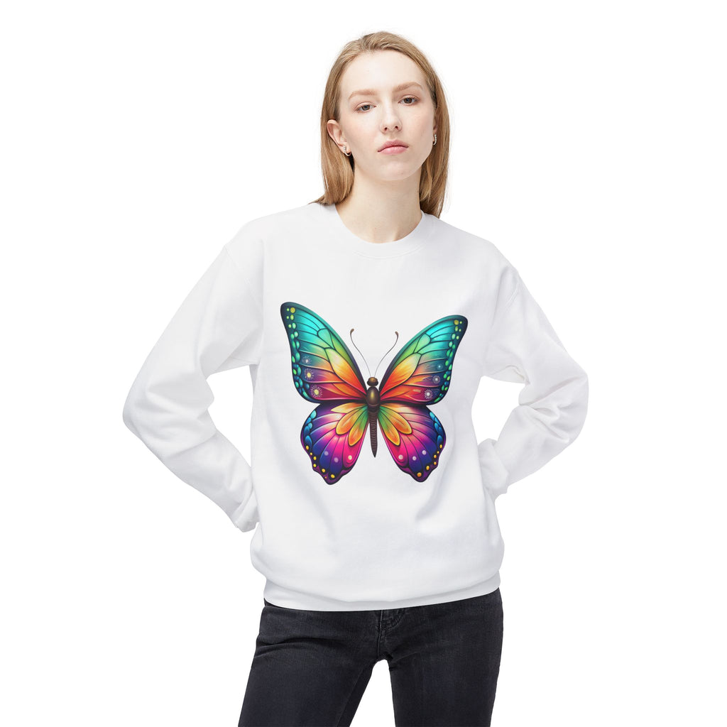 Rainbow Butterfly Sweatshirt Colorful Monarch Wing Graphic