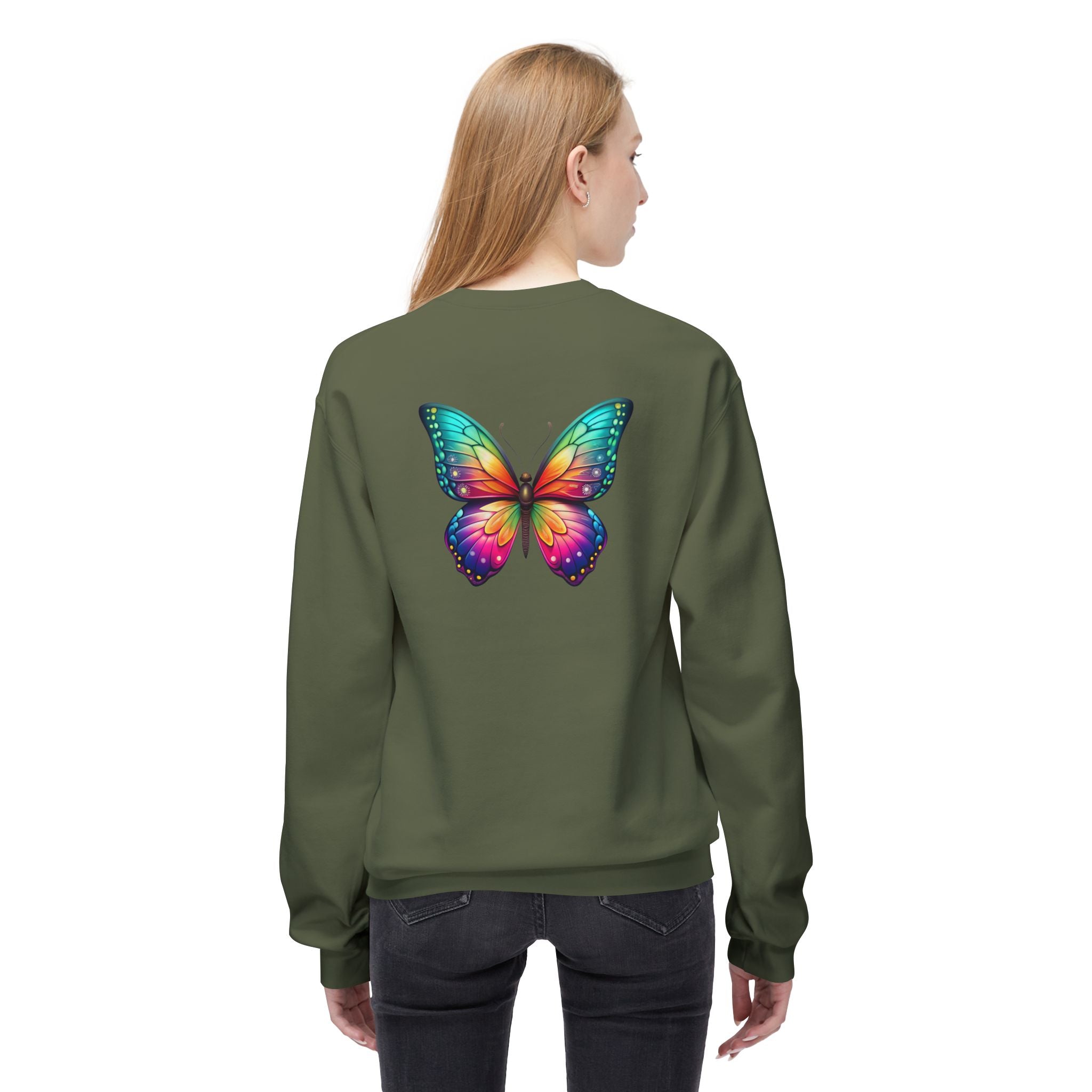 Rainbow Butterfly Sweatshirt | Colorful Monarch Wing Graphic