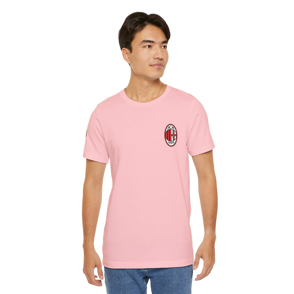 AC Milan Crest T-Shirt Minimal Soccer Tee with 'AC Milan' Back Print