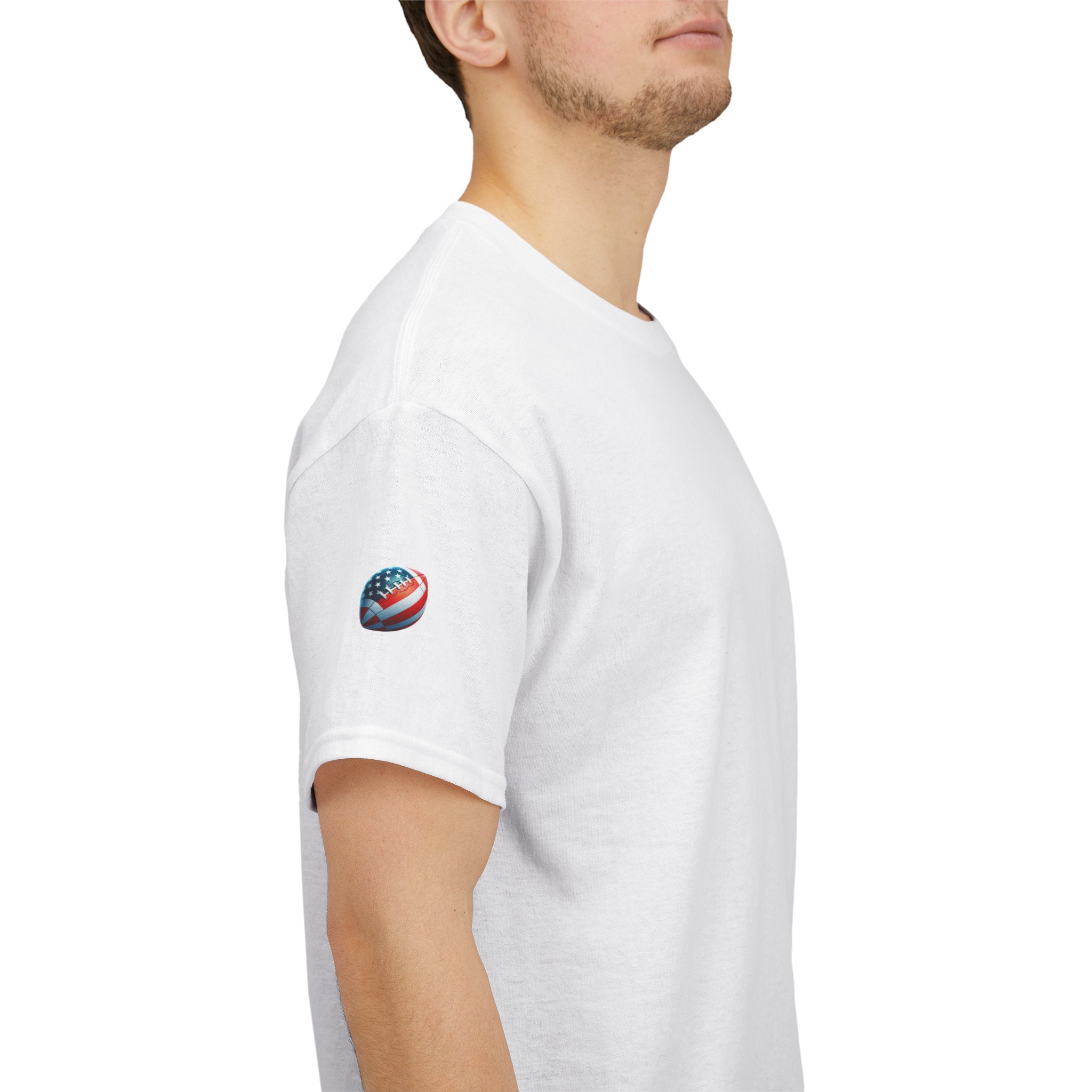 Skull Helmet Football Tee — Grunge Athletic Graphic T‑Shirt