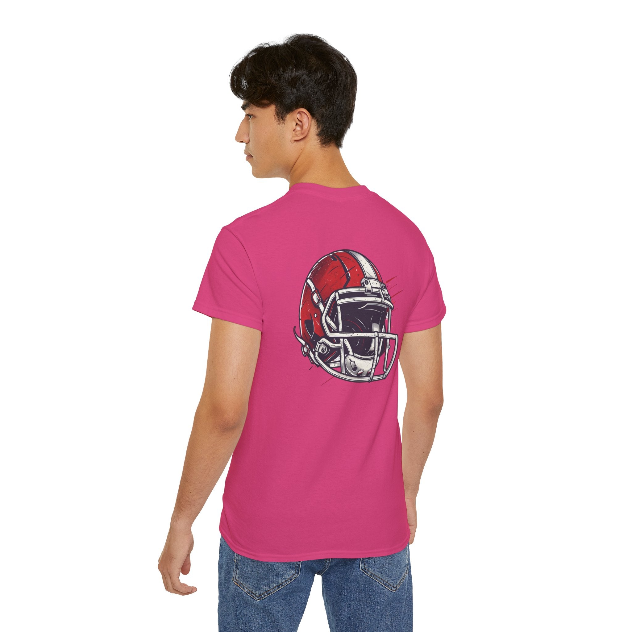 Football Helmet & Ball Graphic Tee  Vintage Red Helmet Short-Sleeve Shirt