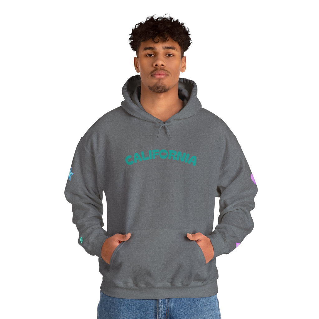 California Palm Tree Hoodie | Beach Island Graphic, Sleeve Icons