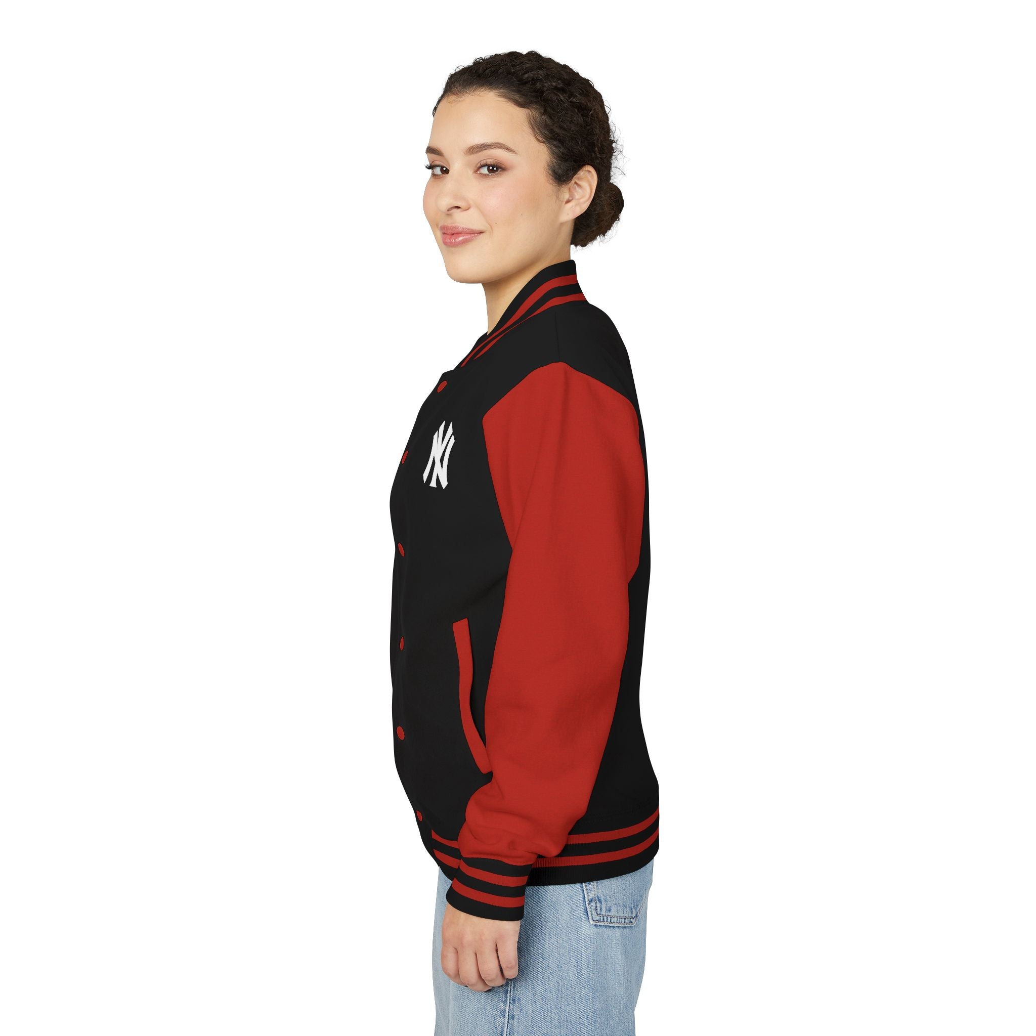 New York Letterman Jacket Varsity Style Red & White Baseball Jacket