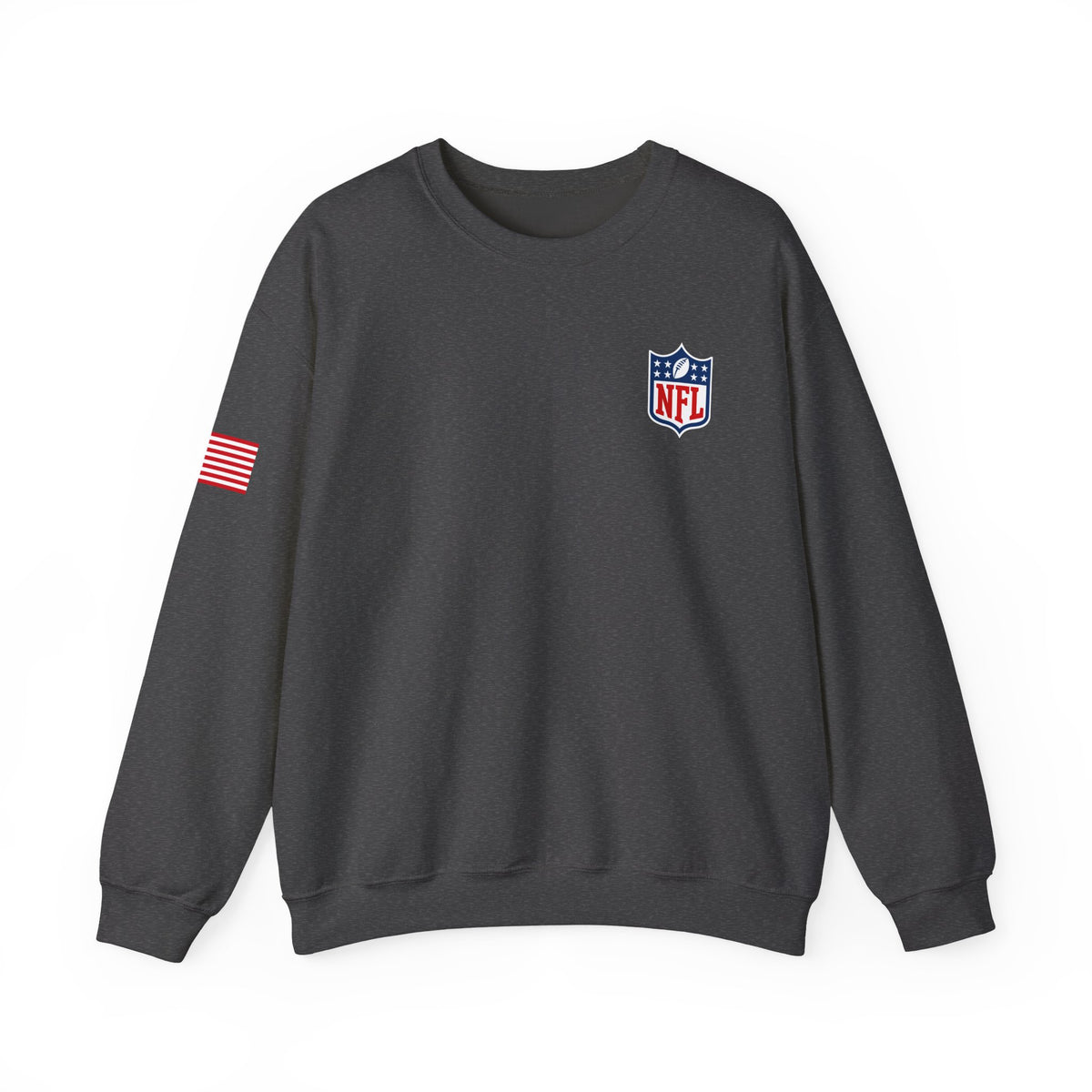 NFL Logo Crewneck Sweatshirt with American Flag Sleeve