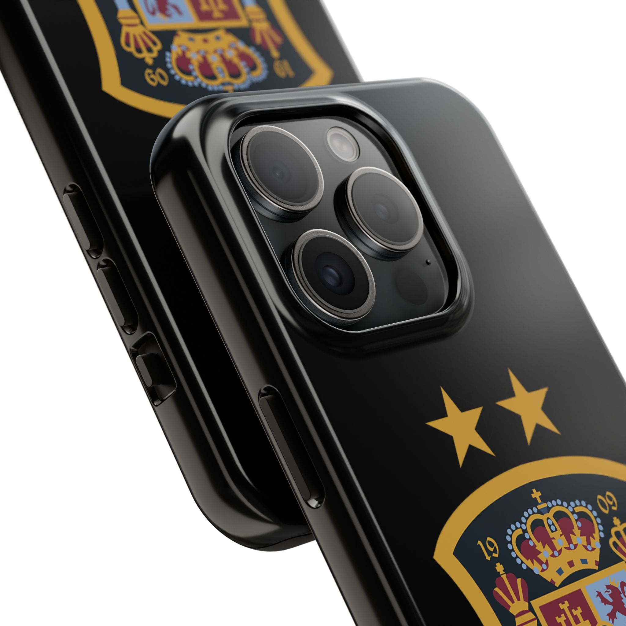 Spain Soccer Crest Tough Phone Case  Black Protective iPhone Case with Two Stars