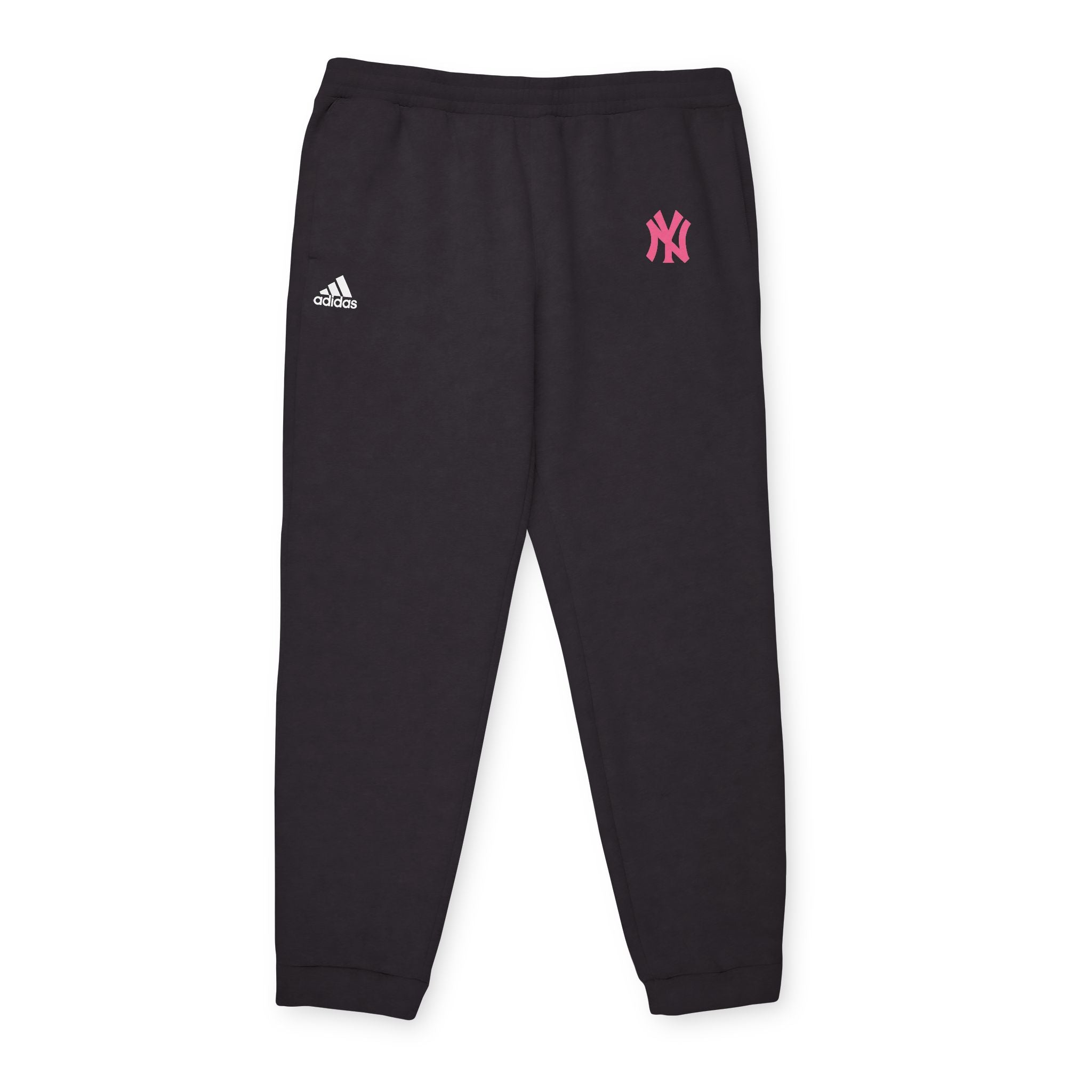 Adidas Fleece Joggers Cozy Grey Sweatpants with Pink Logo
