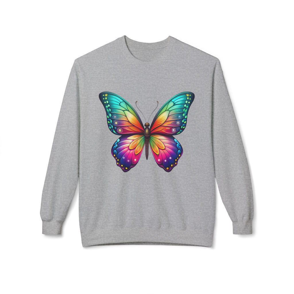 Rainbow Butterfly Sweatshirt Colorful Monarch Wing Graphic