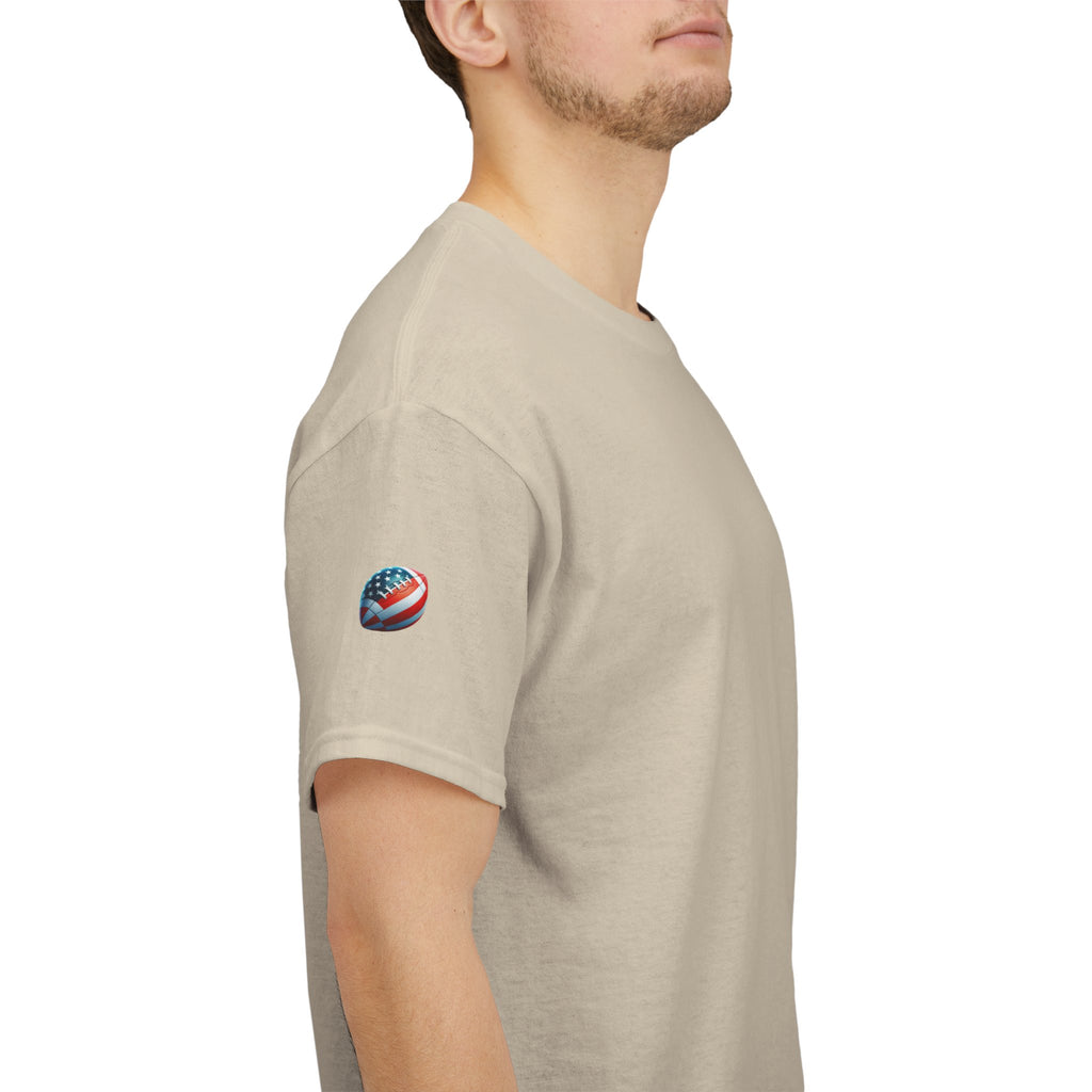 Skull Helmet Football Tee — Grunge Athletic Graphic T‑Shirt