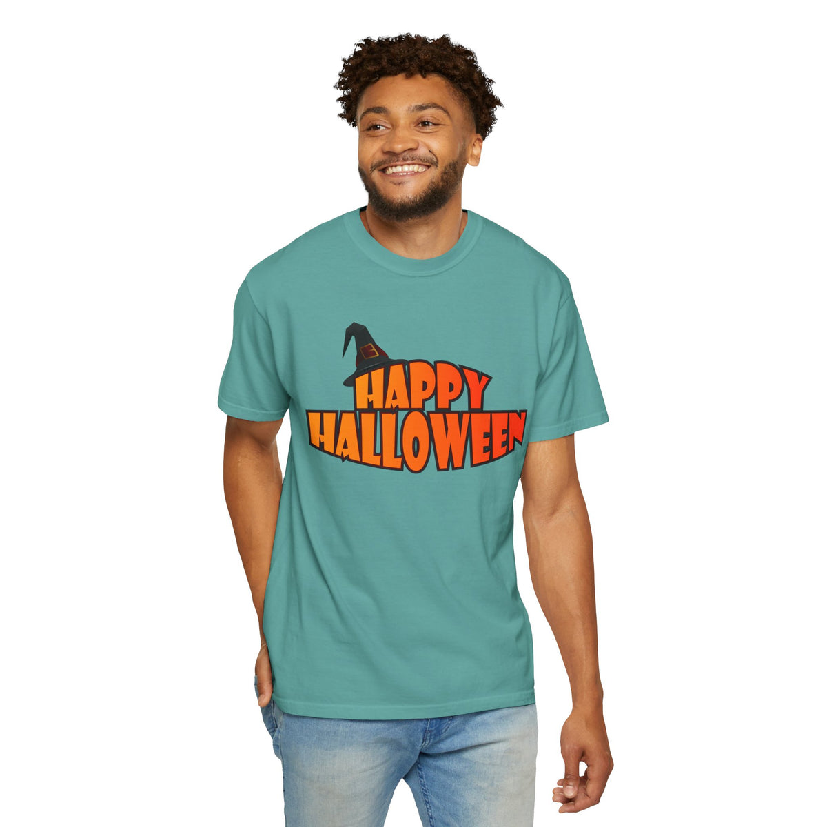Halloween Icons T-Shirt — "Happy Halloween" Graphic Tee with Spooky Back Illustrations