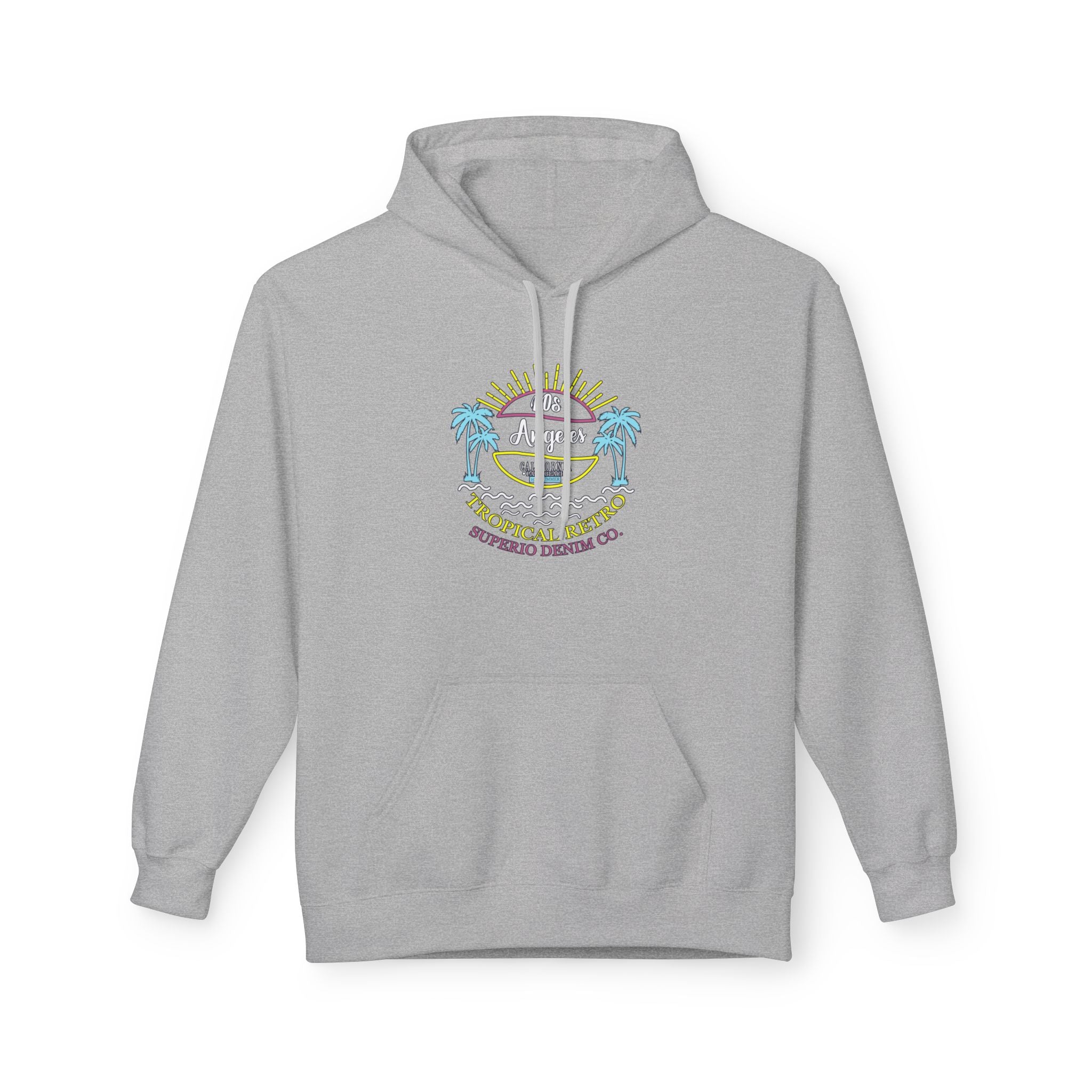 Surf Vibes Hoodie Coastal Palms & Sunset Graphic