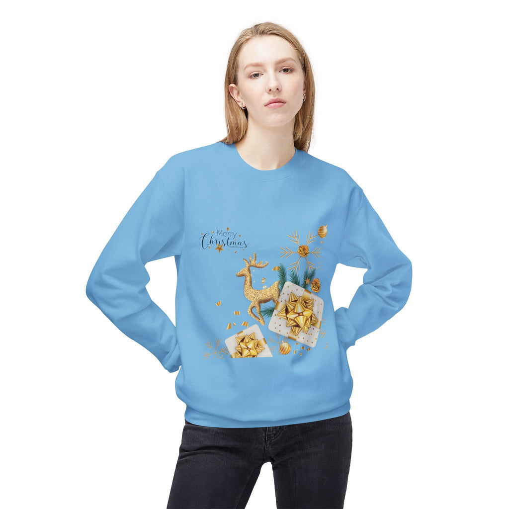 Gold Reindeer & Ornaments Christmas Crewneck Sweatshirt | Holiday Sweatshirt
