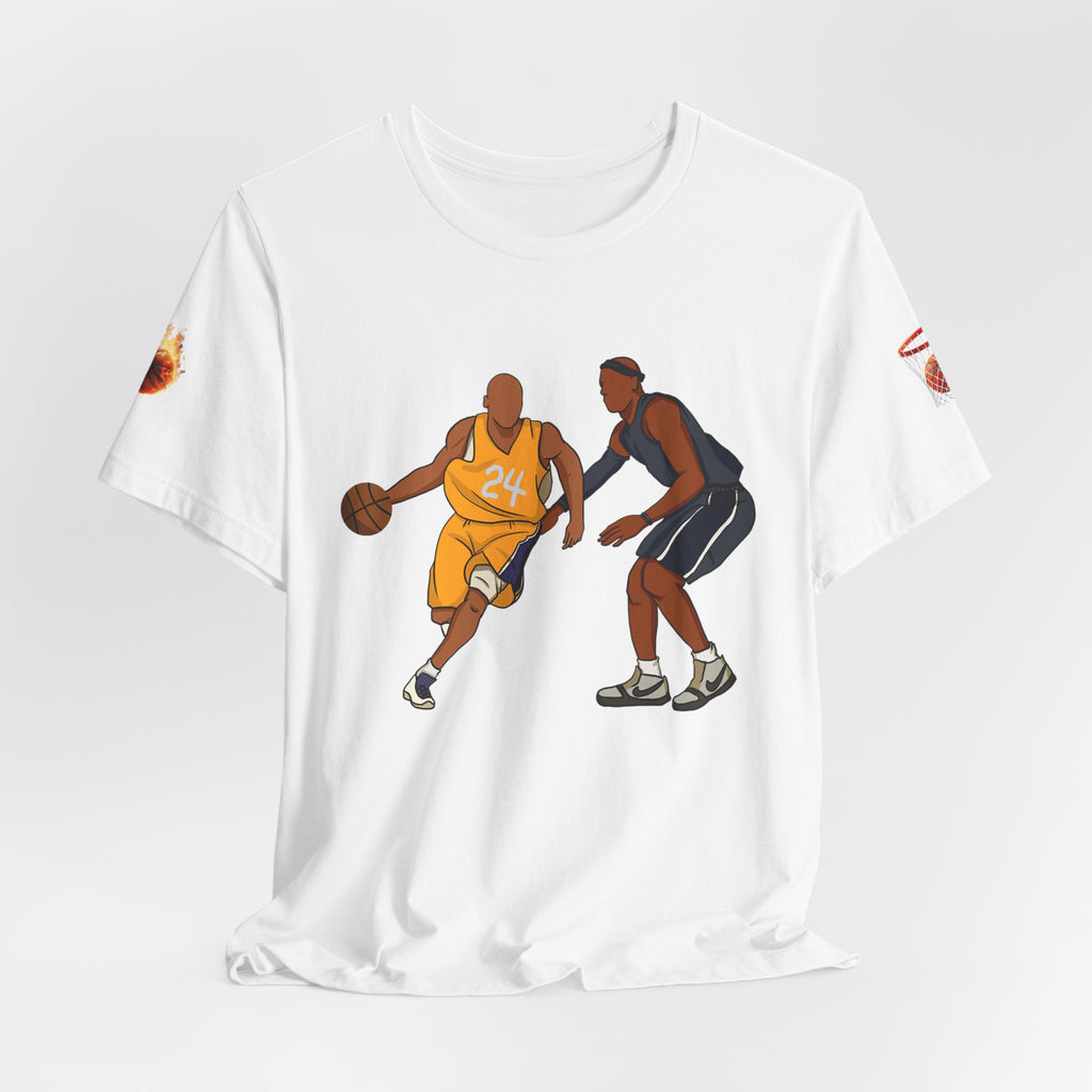 Basketball Players Tee Dribble Defender Court Illustration