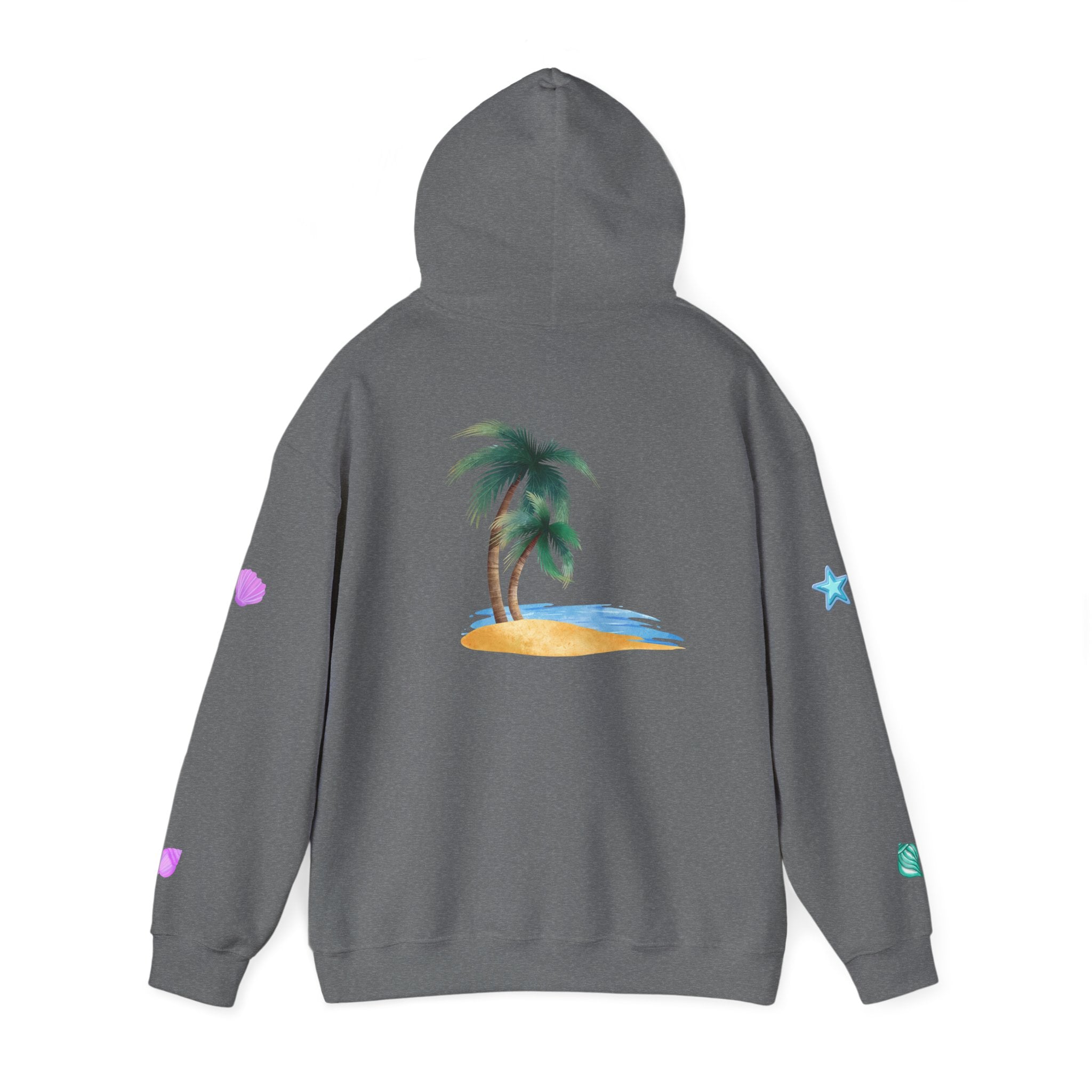 California Palm Tree Hoodie | Beach Island Graphic, Sleeve Icons