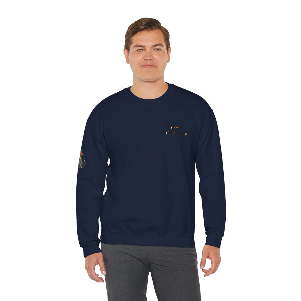 Halloween Candy Crewneck Sweatshirt — 'Happy Halloween' Jack-o'-Lantern & Candy Design