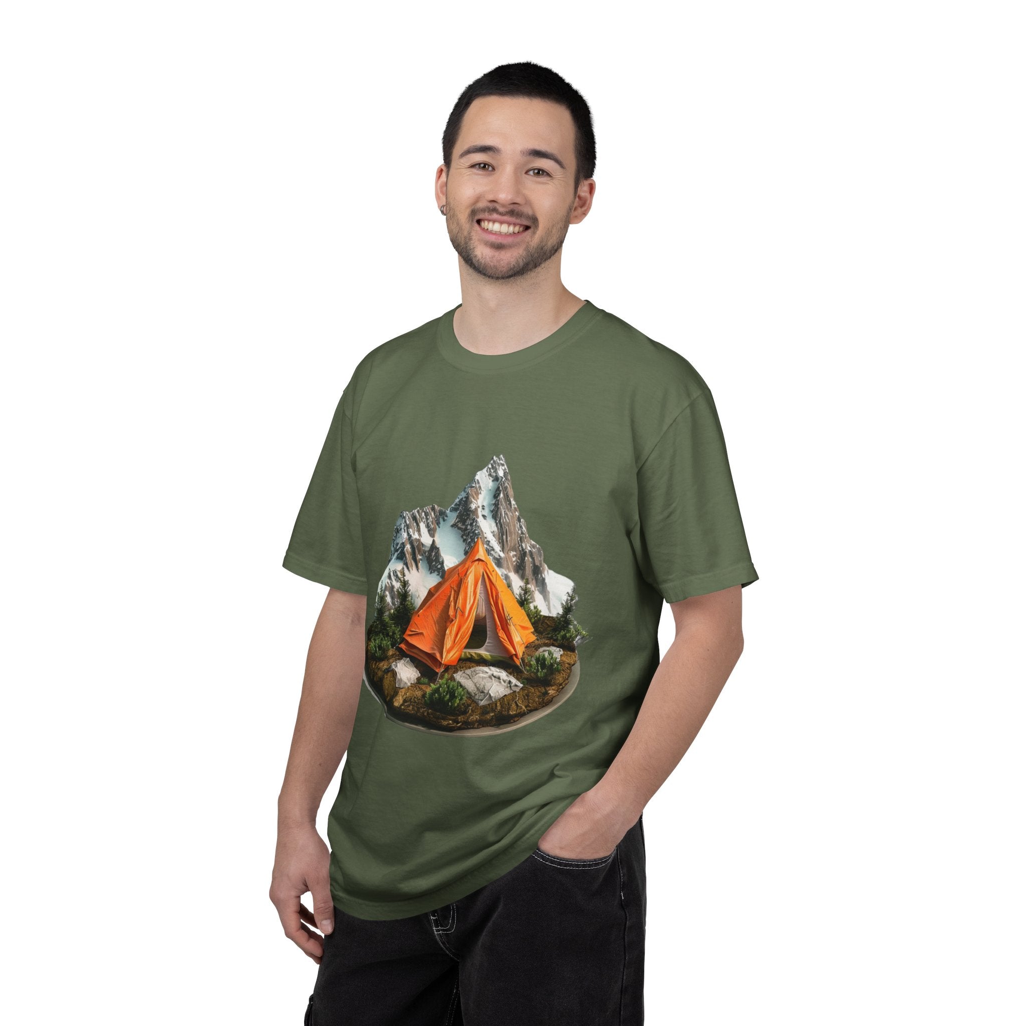 Mountain Camping Tent T-Shirt  Orange Tent Campsite Graphic