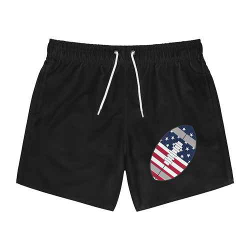 American Flag Football Swim Trunks  Patriotic Beach Shorts