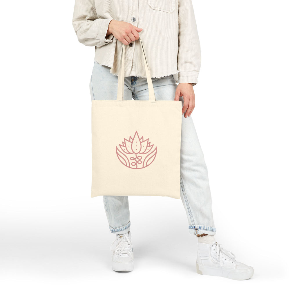 Yoga Lotus Tote Bag  Cotton Canvas Meditation Tote