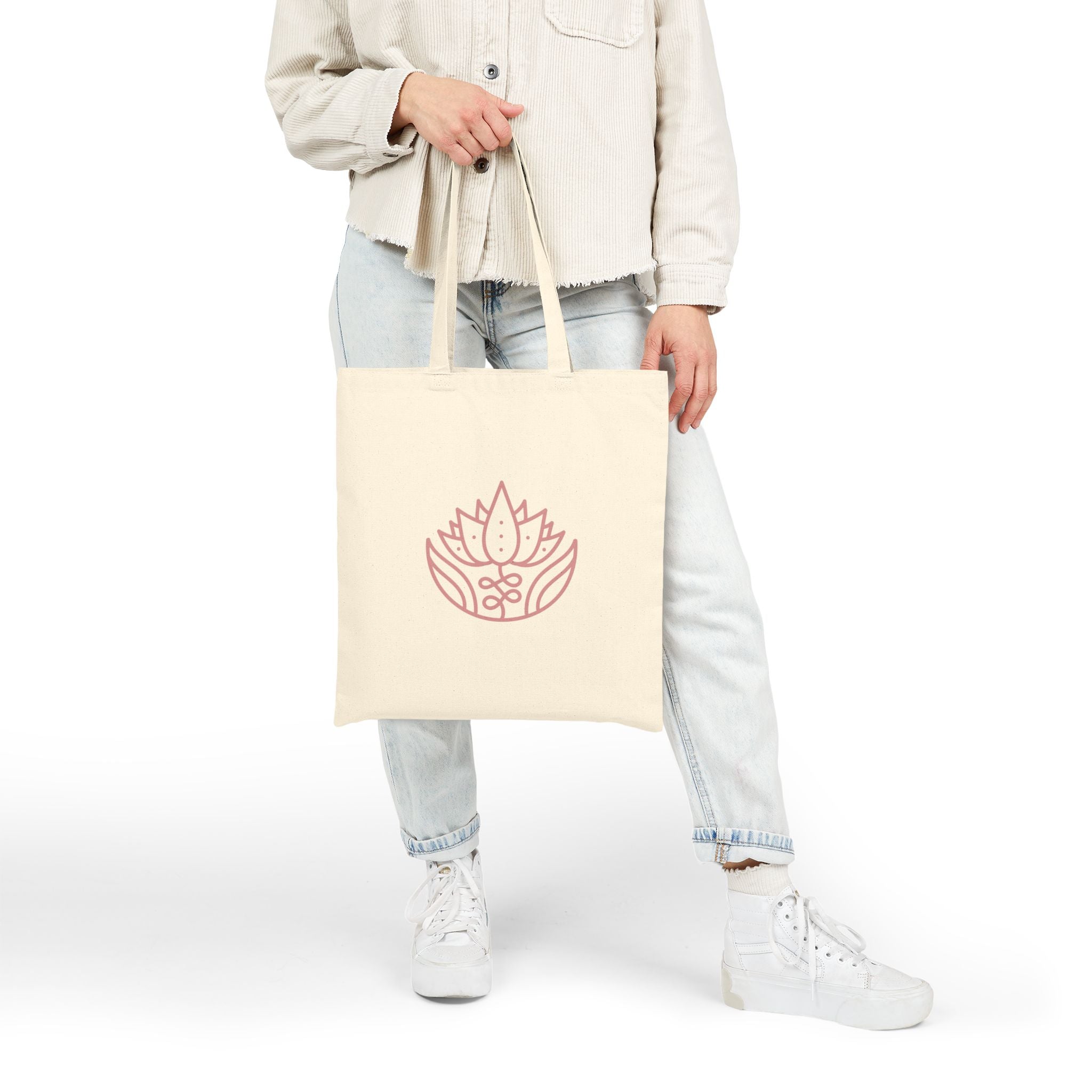 Yoga Lotus Tote Bag  Cotton Canvas Meditation Tote