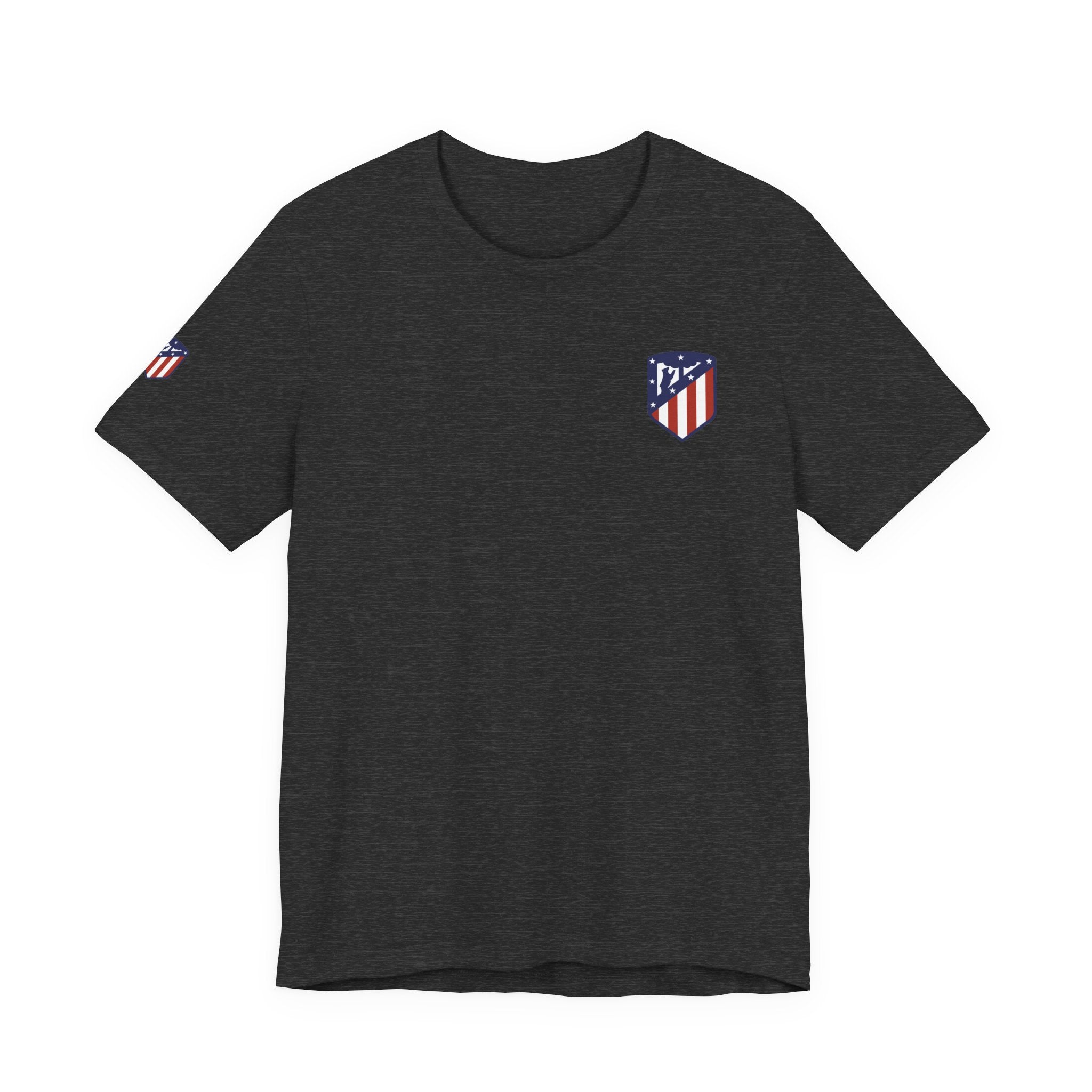 Atletico Madrid Shield T-Shirt Front Chest & Sleeve Logo Soccer Tee