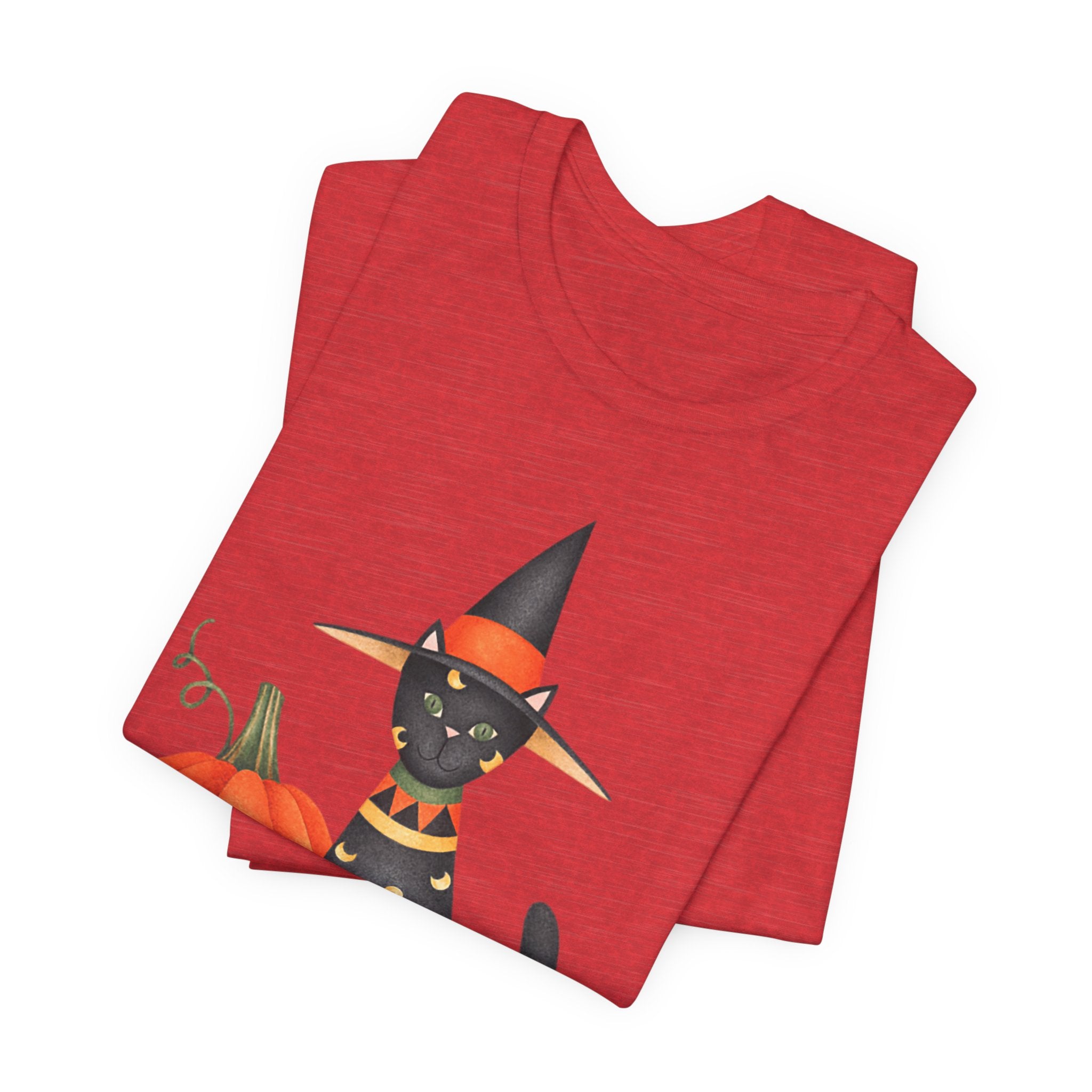 Halloween Cat Tee, Spooky Cat Shirt, Unisex Halloween T-Shirt, Pumpkin Cat Apparel, Halloween Costume Tee