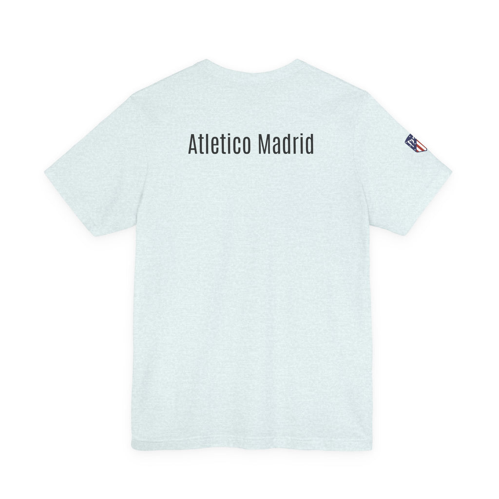 Atletico Madrid Shield T-Shirt Front Chest & Sleeve Logo Soccer Tee