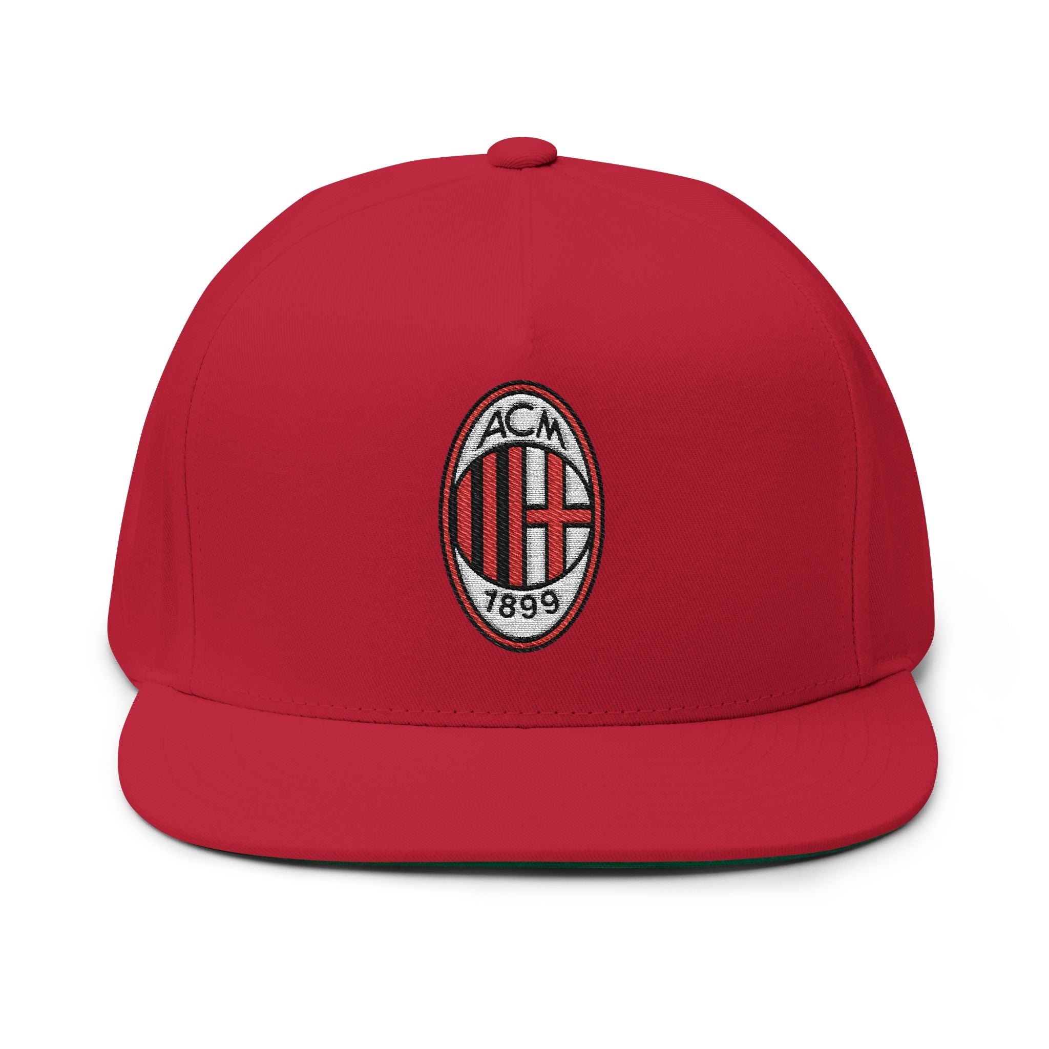 Embroidered Flat Bill Cap AC Milan Crest Snapback
