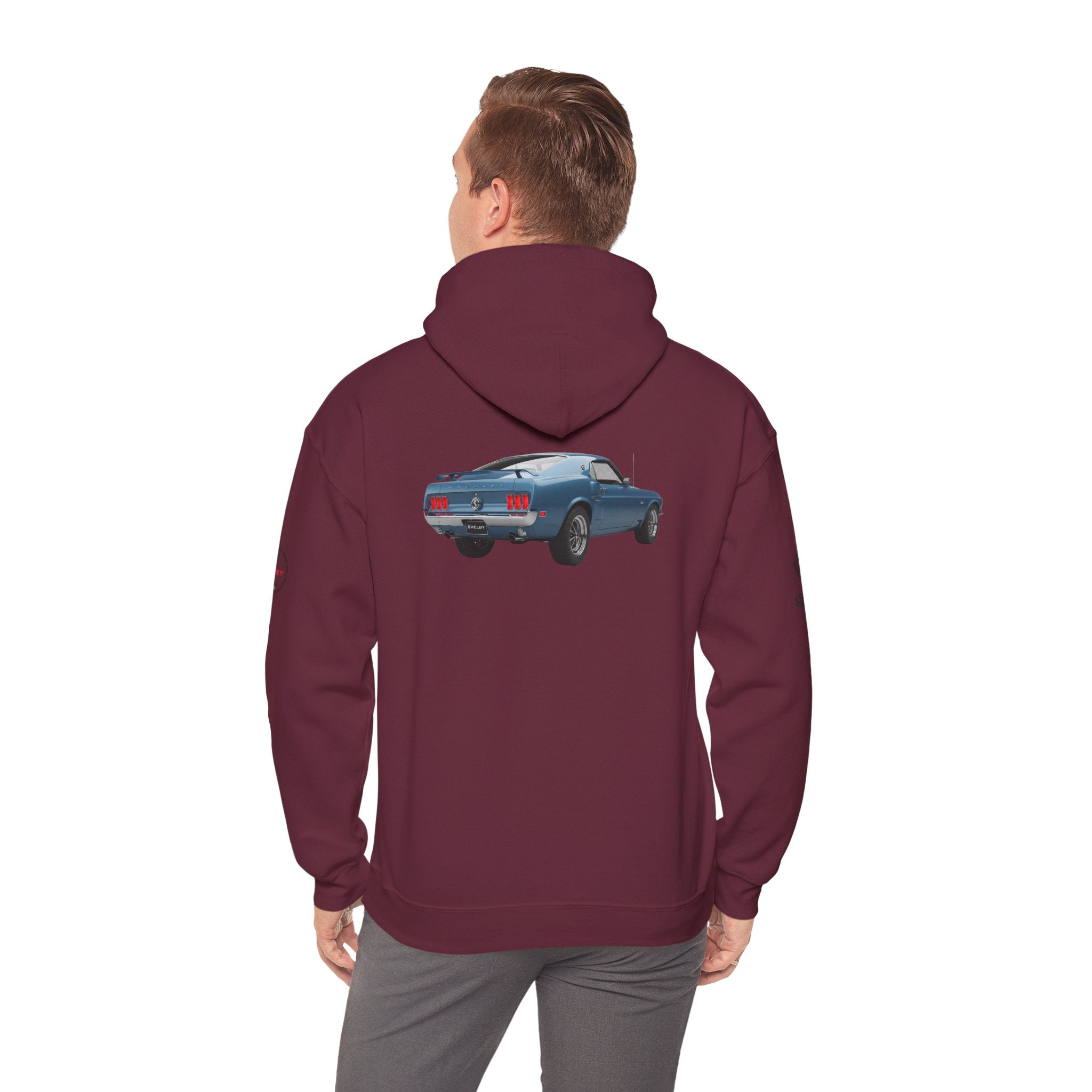 Classic Mustang Hoodie  Vintage Blue Pony Car Pullover