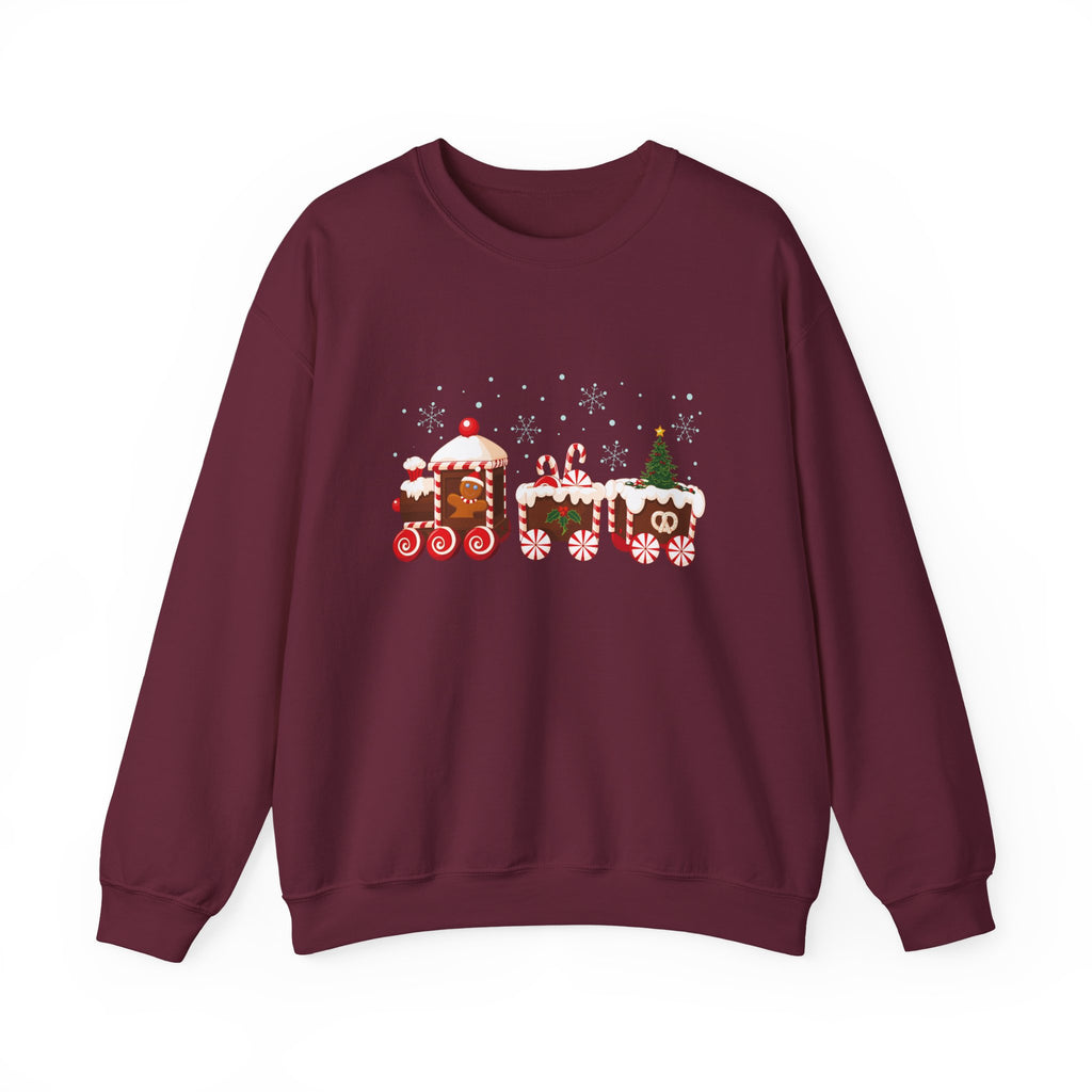 Gingerbread Train crewneck sweatshirt | Merry Christmas back print