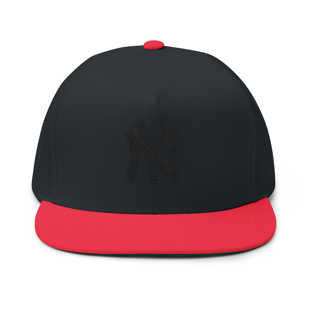 Embroidered Flat Bill Cap  Classic NY Logo Snapback
