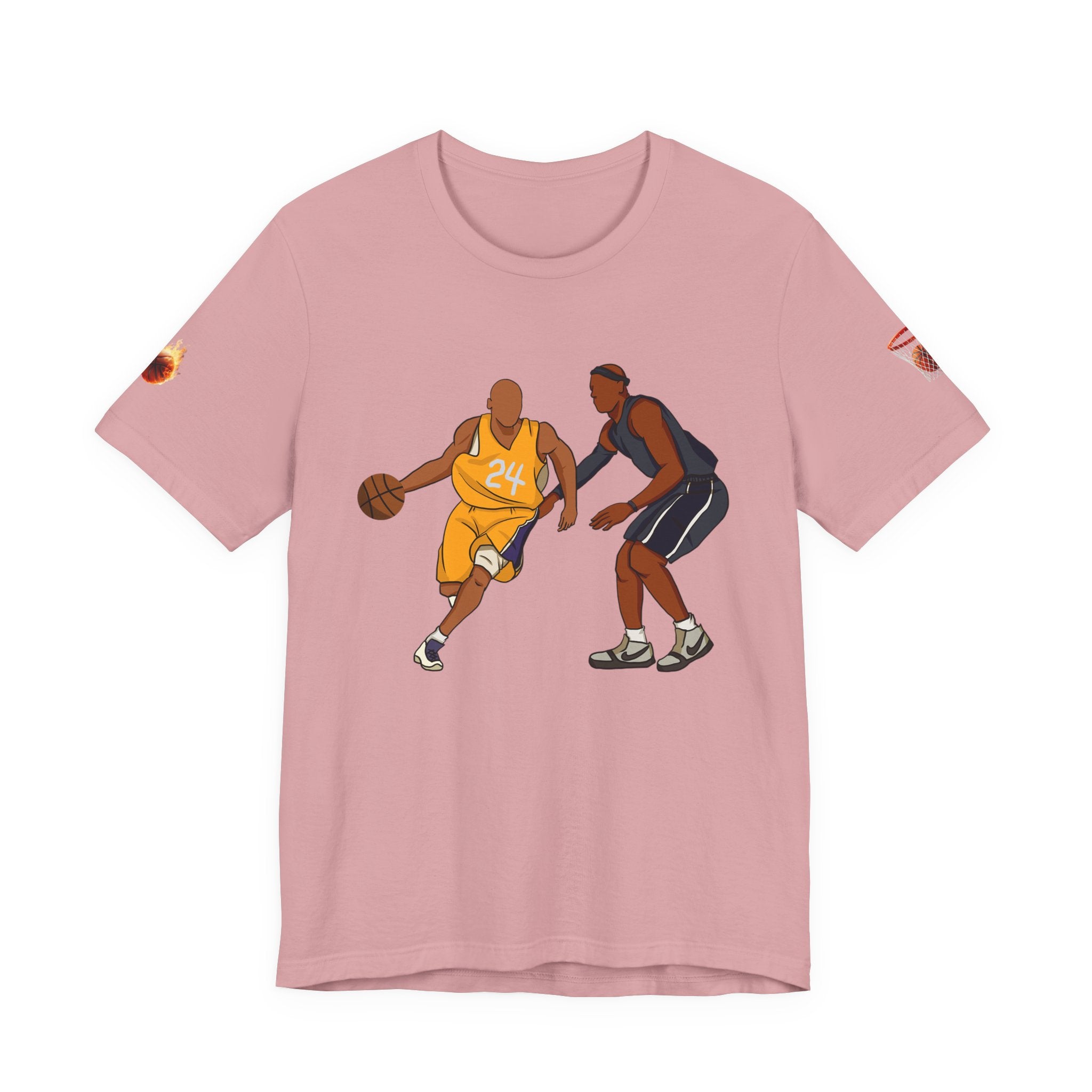 Basketball Players Tee Dribble Defender Court Illustration