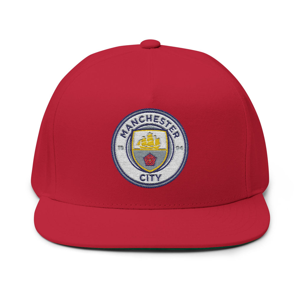 Embroidered Flat Bill Cap  Manchester City Crest