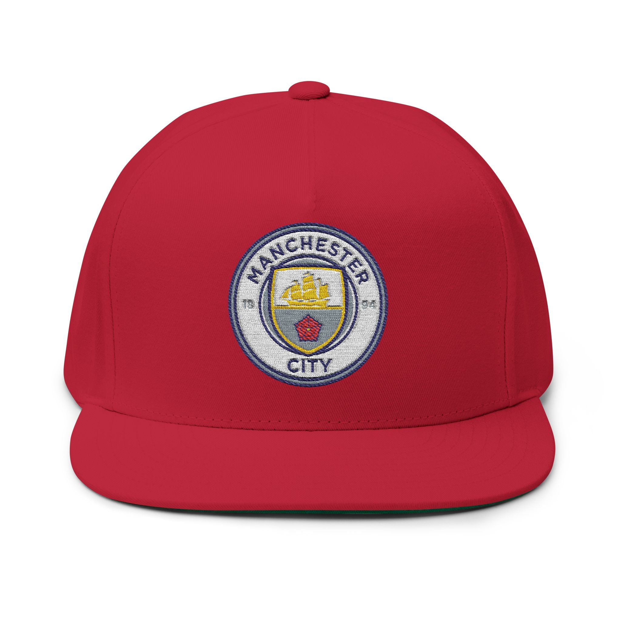 Embroidered Flat Bill Cap  Manchester City Crest