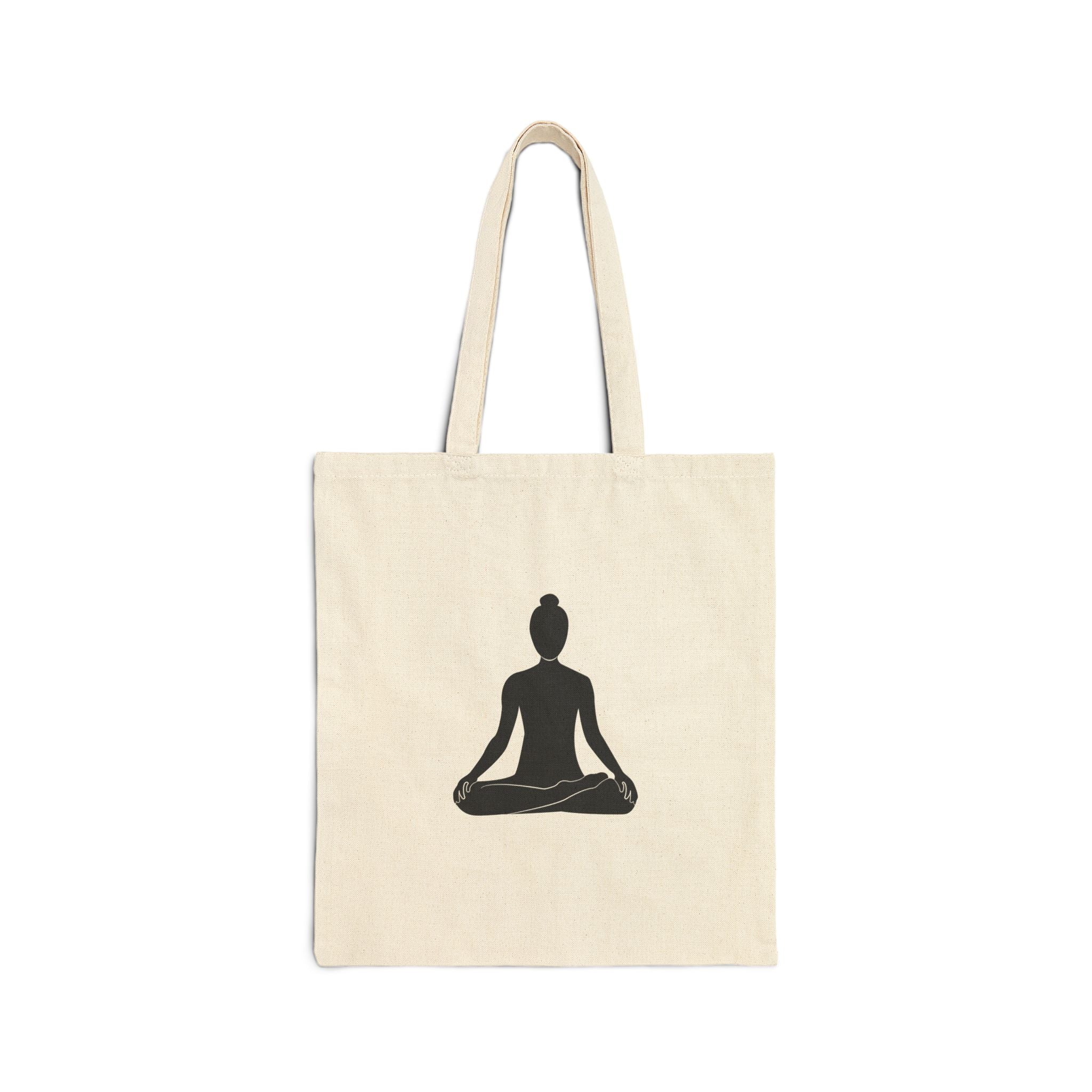 Yoga Silhouette Cotton Tote Meditation & Stretch Pose Canvas Bag