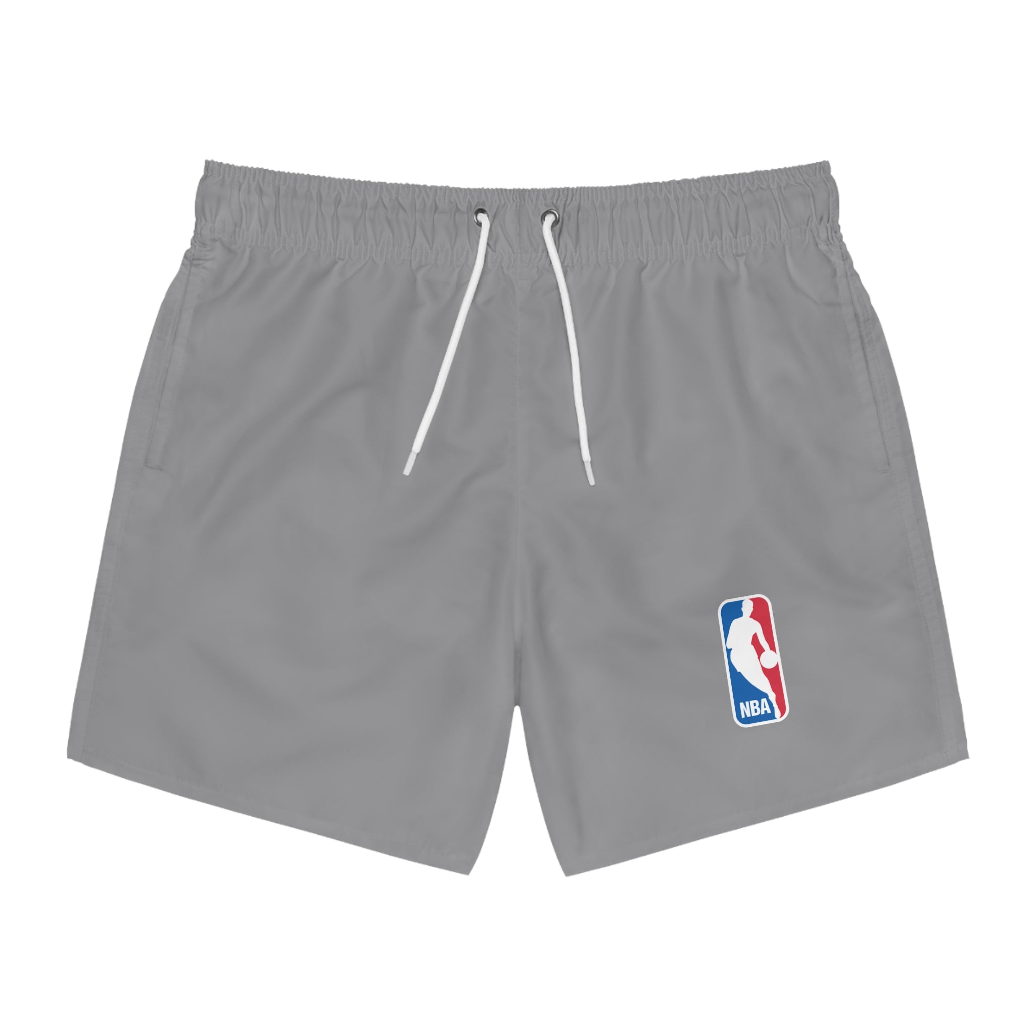 NBA Logo Swim Trunks  Men’s Grey Athletic Swim Shorts