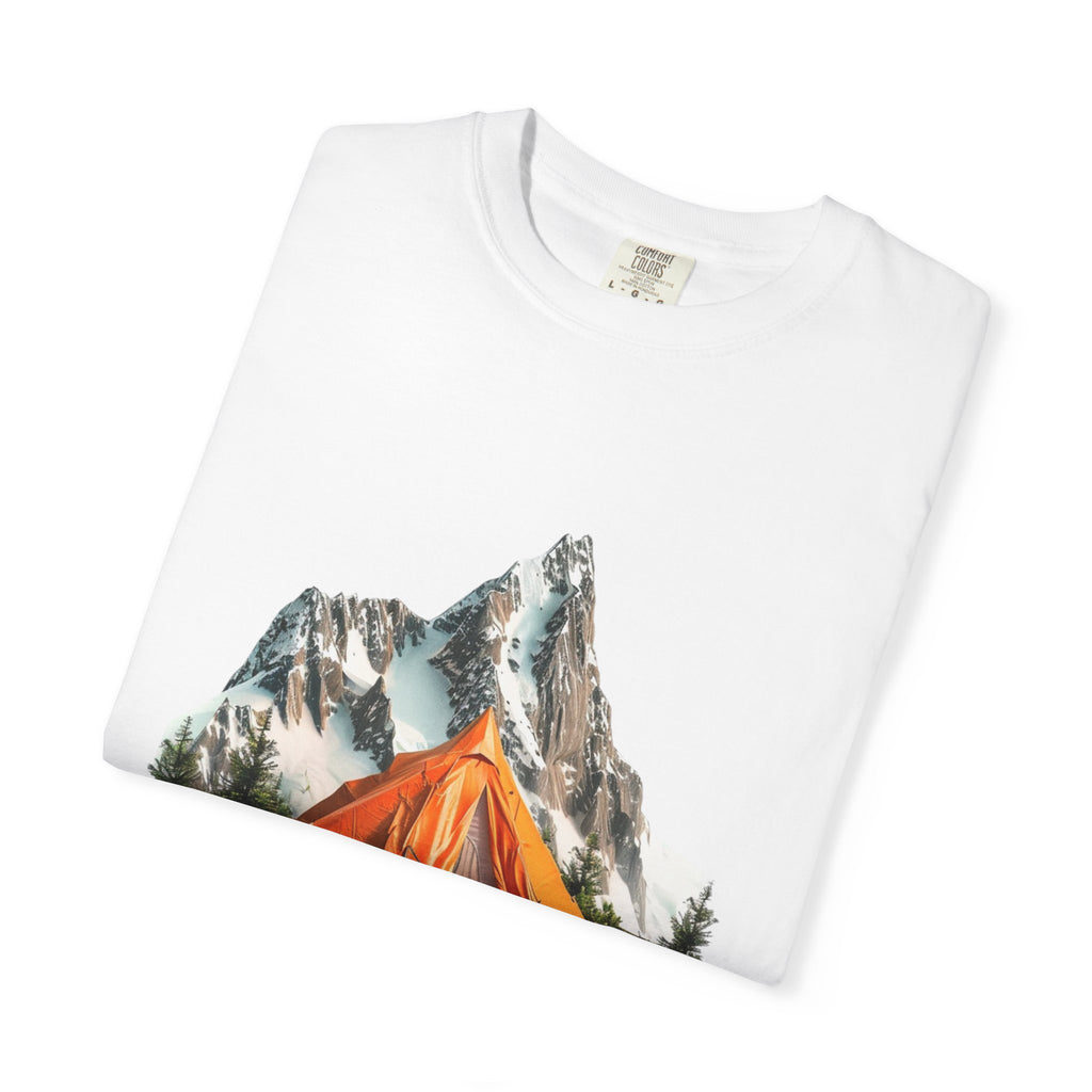 Mountain Camping Tent T-Shirt  Orange Tent Campsite Graphic