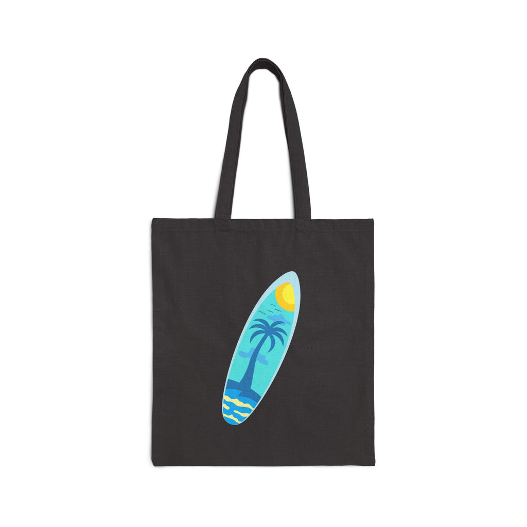California Paradise Tote Bag  Beach Surf Canvas Tote (Palm Trees, Surfboard)