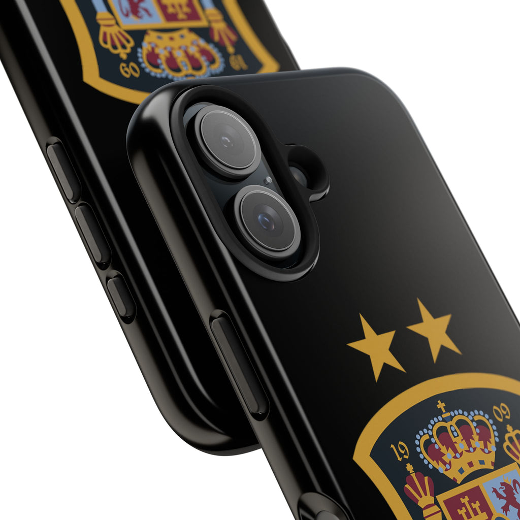 Spain Soccer Crest Tough Phone Case  Black Protective iPhone Case with Two Stars