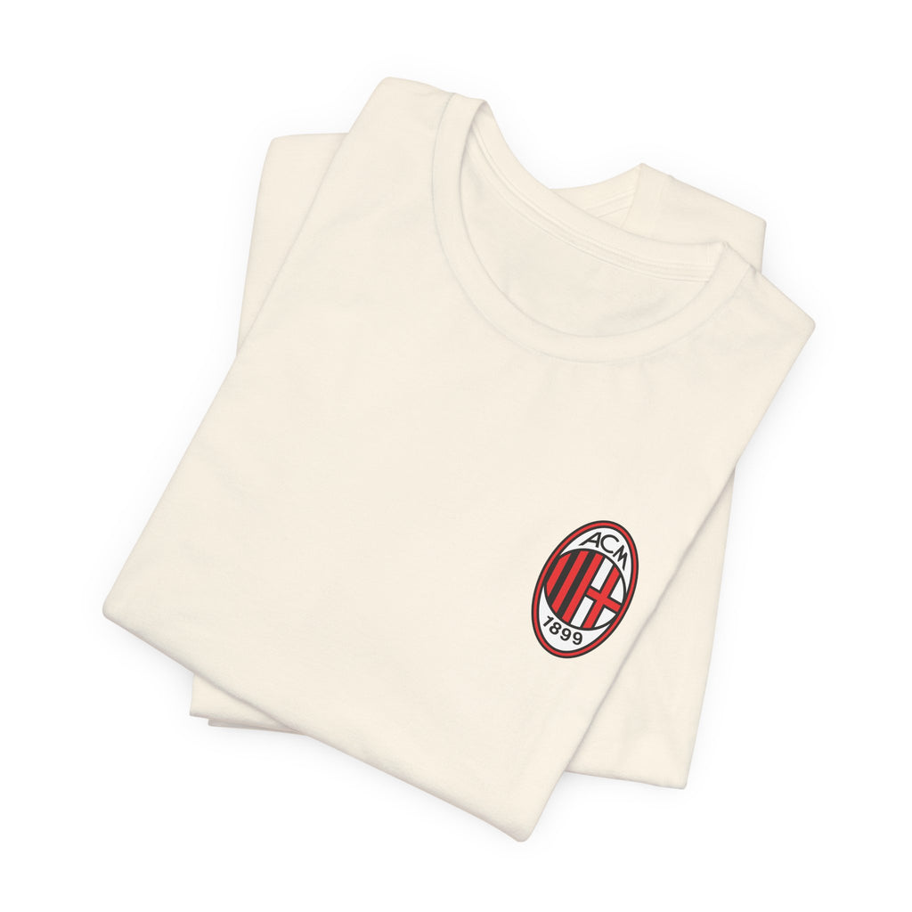 AC Milan Crest T-Shirt Minimal Soccer Tee with 'AC Milan' Back Print
