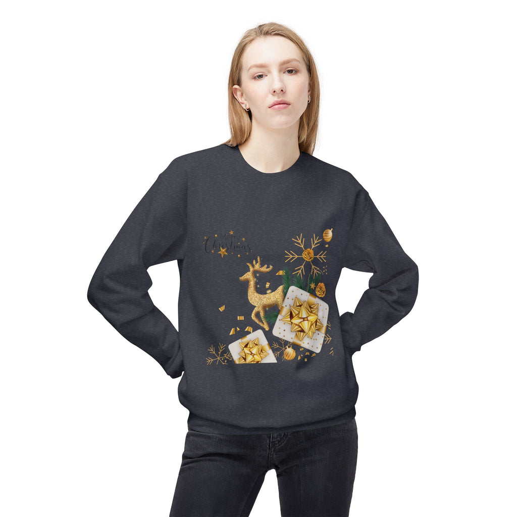 Gold Reindeer & Ornaments Christmas Crewneck Sweatshirt | Holiday Sweatshirt