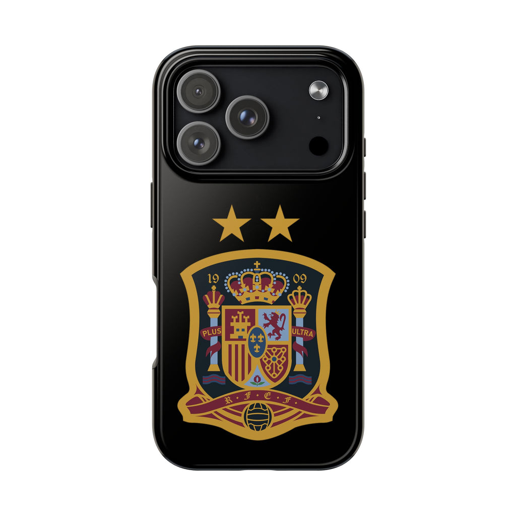 Spain Soccer Crest Tough Phone Case  Black Protective iPhone Case with Two Stars