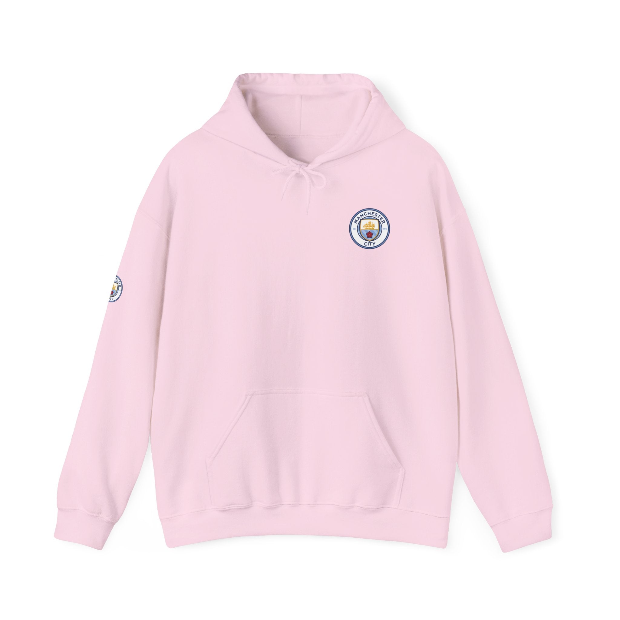 Manchester City Hoodie — Minimal Crest Logo Back Text Pullover
