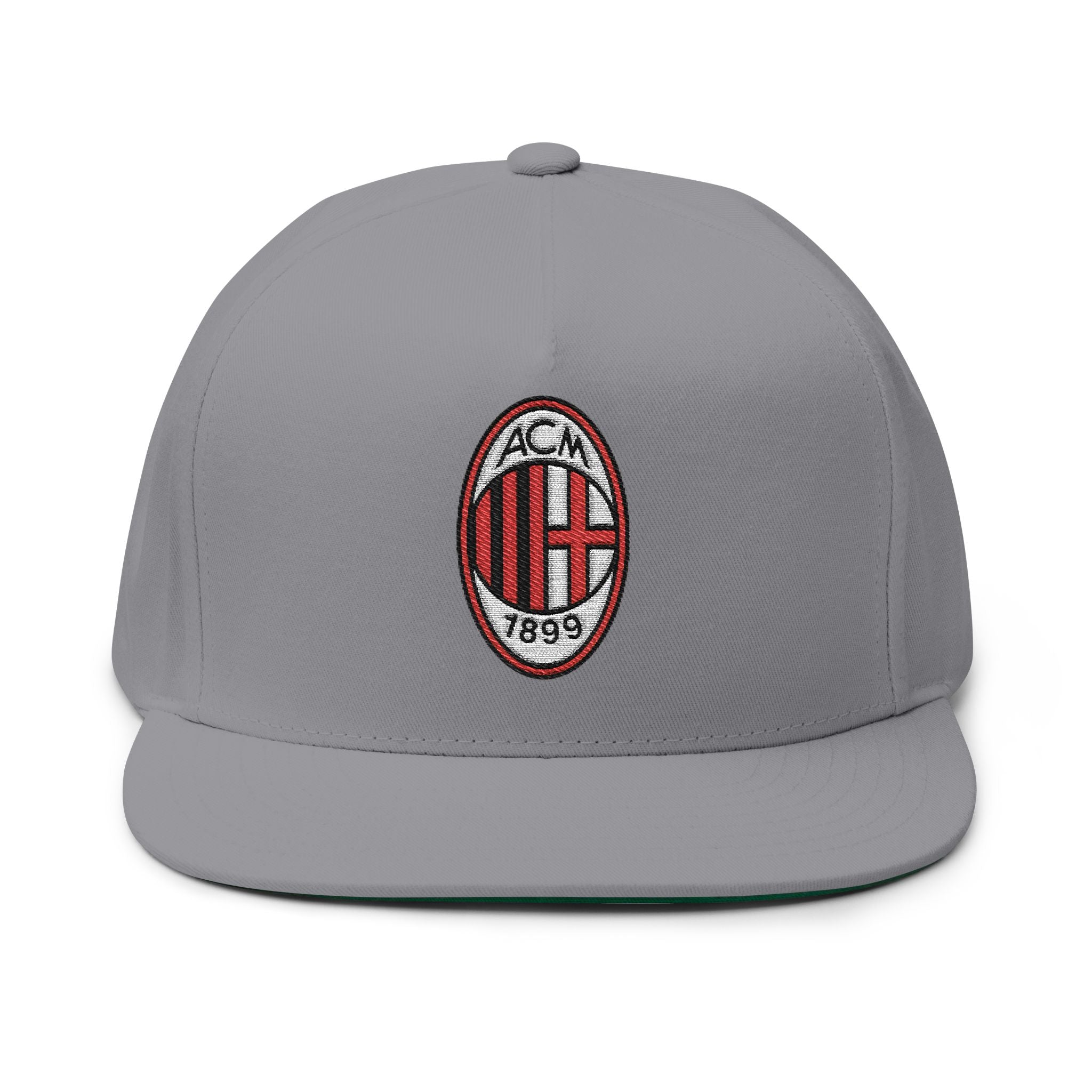 Embroidered Flat Bill Cap AC Milan Crest Snapback