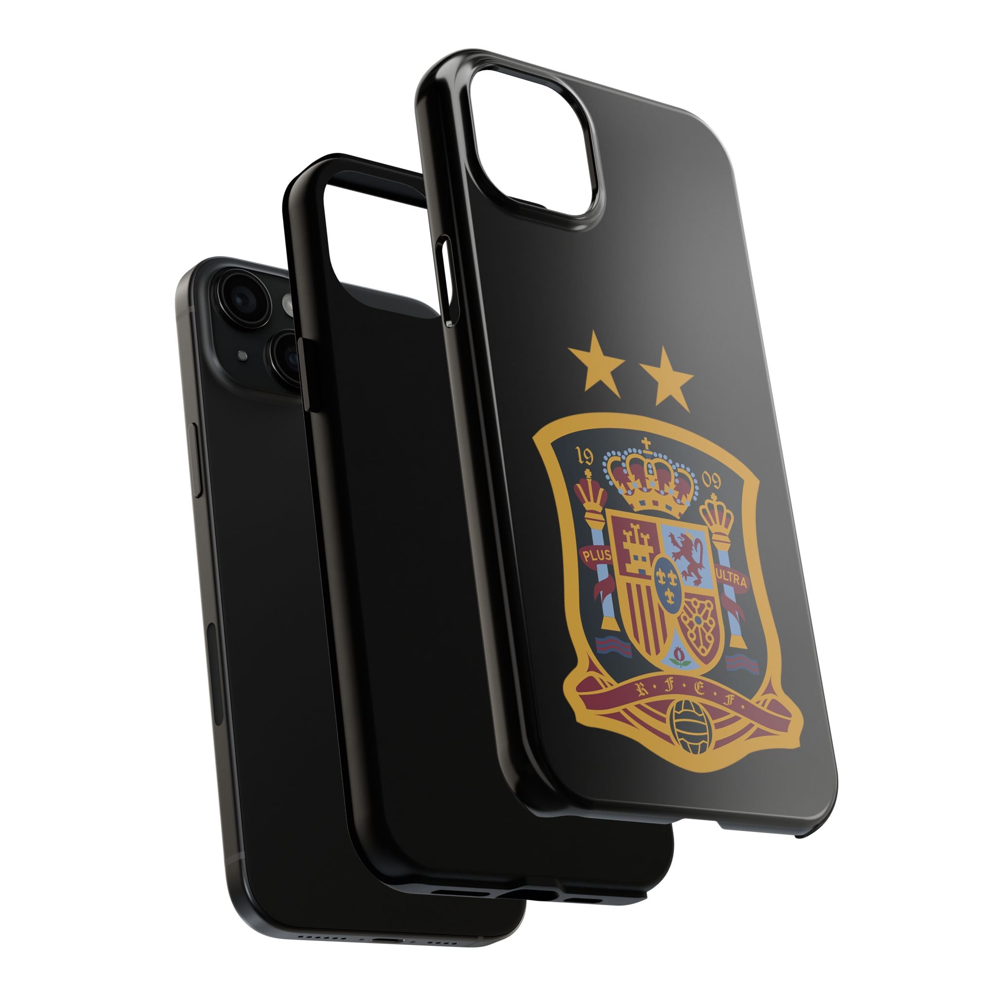 Spain Soccer Crest Tough Phone Case  Black Protective iPhone Case with Two Stars