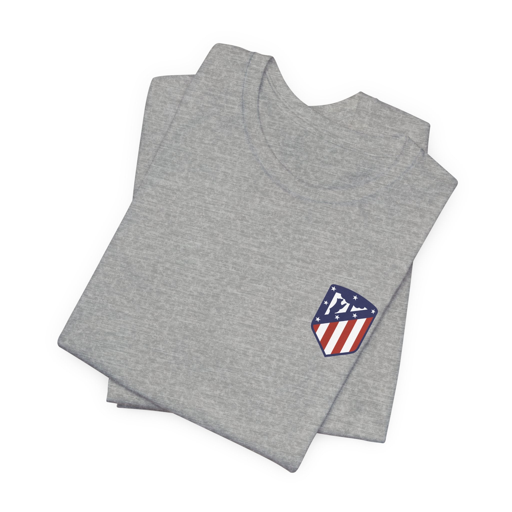 Atletico Madrid Shield T-Shirt Front Chest & Sleeve Logo Soccer Tee