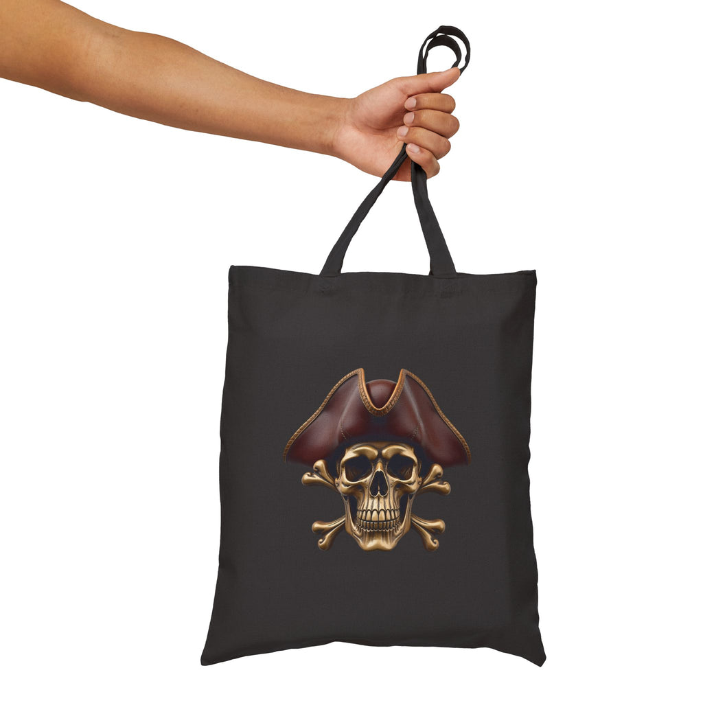 Pirate Skull & Anchor Canvas Tote Bag — Nautical Pirate Beach Shopping Tote