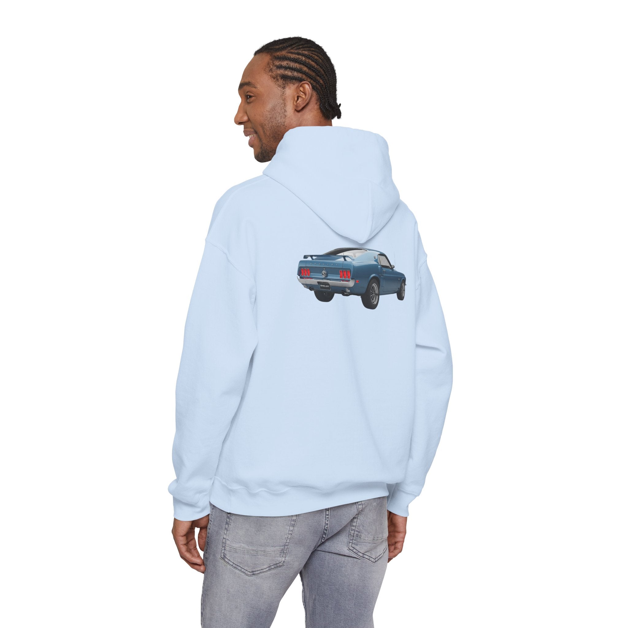 Classic Mustang Hoodie  Vintage Blue Pony Car Pullover