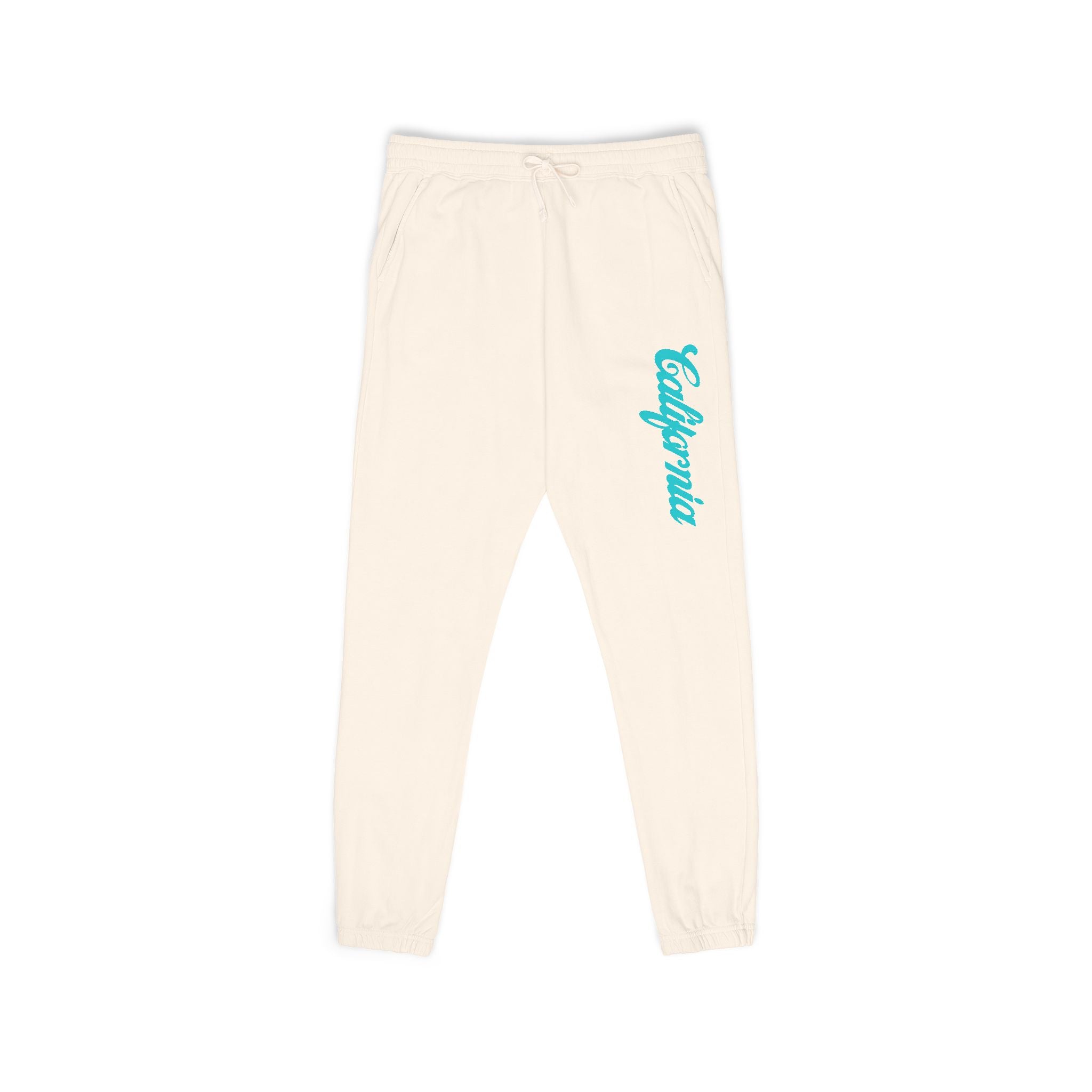 Fleece Sweatpants with Teal 'Endurance' Script Lightweight Garment-Dyed Joggers
