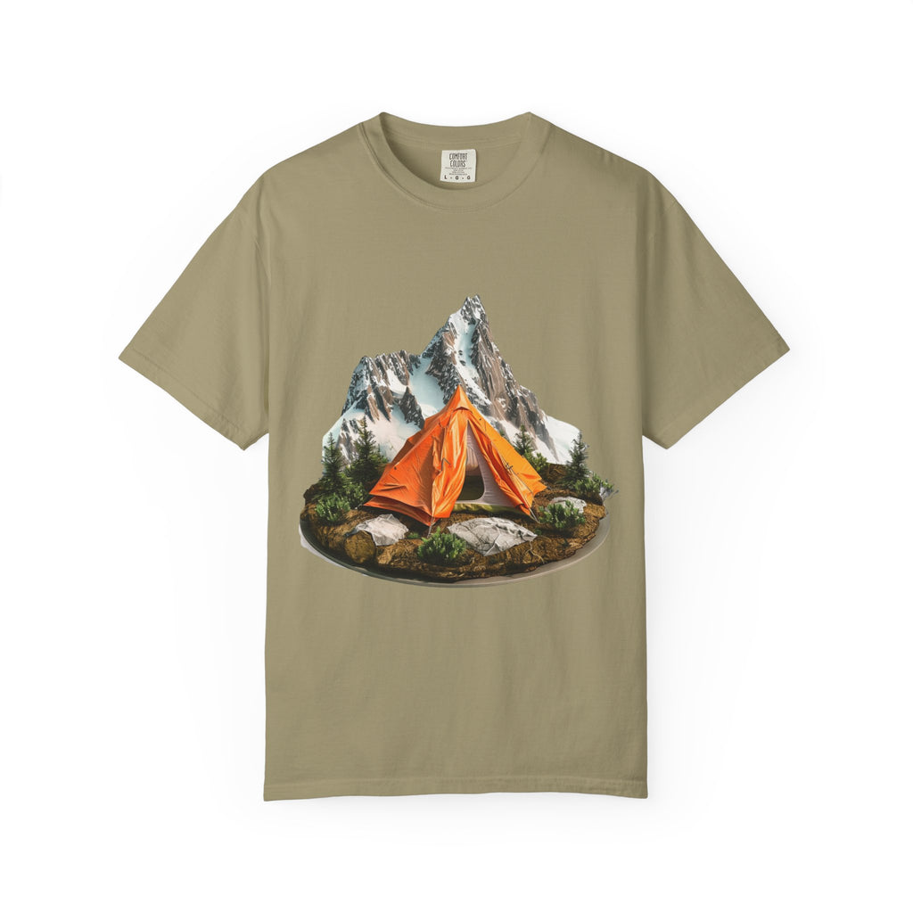 Mountain Camping Tent T-Shirt  Orange Tent Campsite Graphic