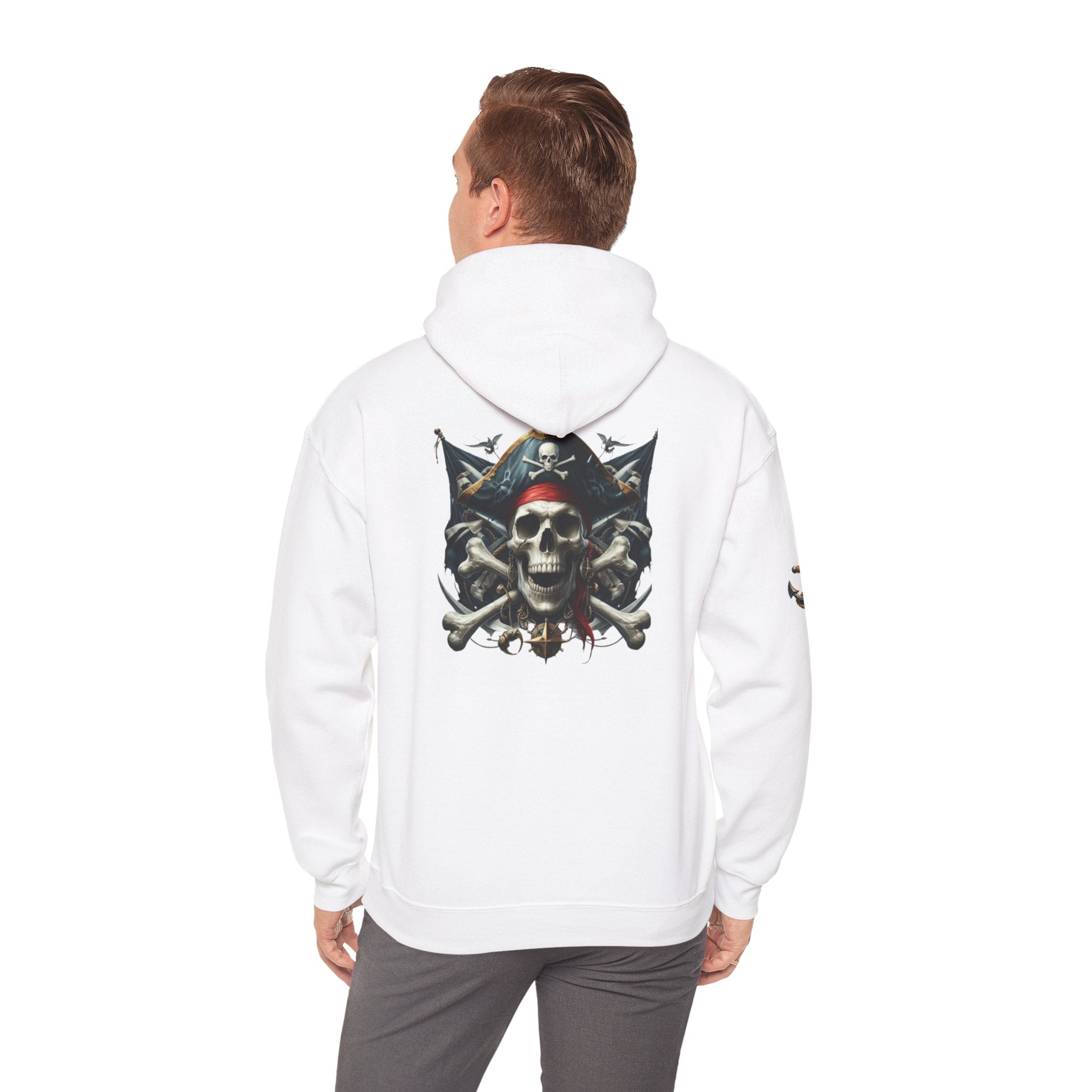 Pirate Skull Anchor Hoodie  Nautical Skull & Crossbones Pullover
