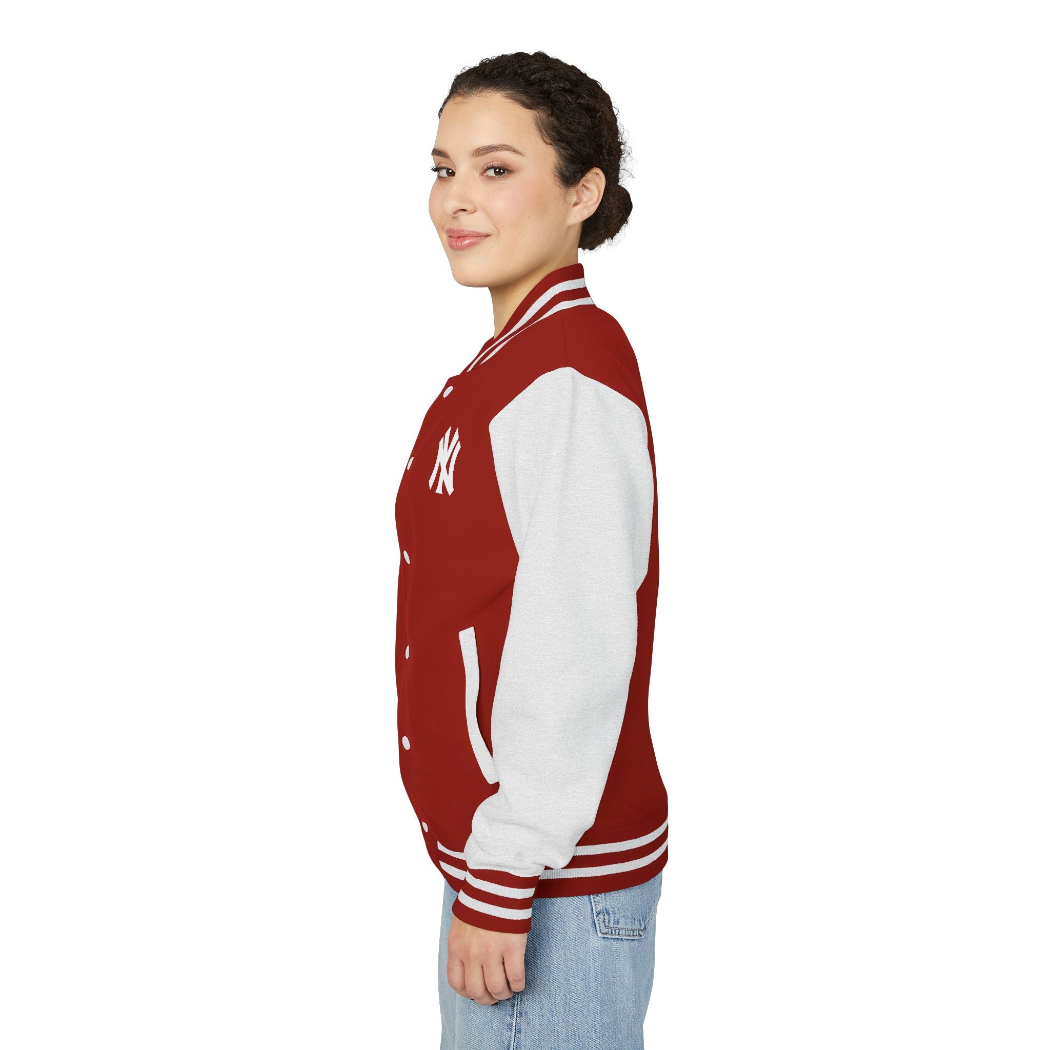 New York Letterman Jacket Varsity Style Red & White Baseball Jacket